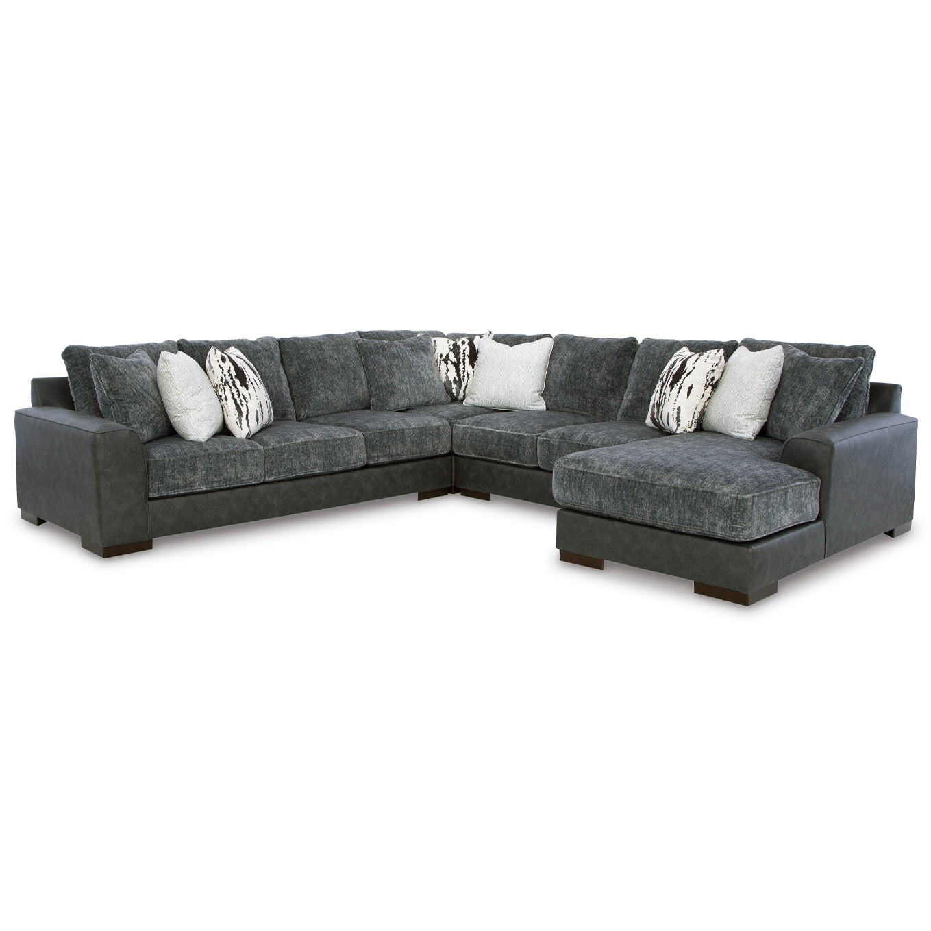 Larkstone 4-Piece Sectional with Chaise in Pewter Color