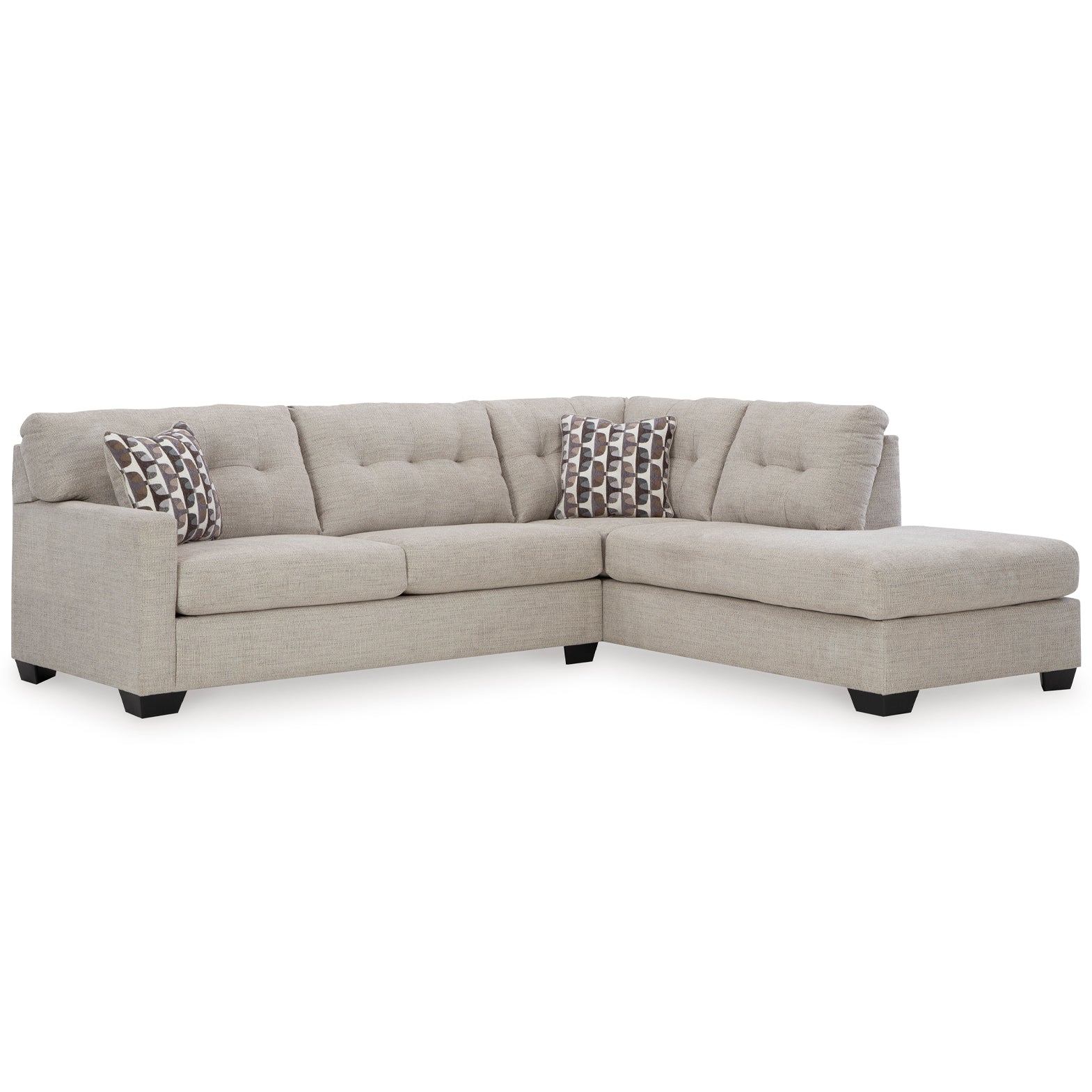 Mahoney 2-Piece Sectional with Chaise in elegant pebble color, perfect for modern Milwaukee apartments