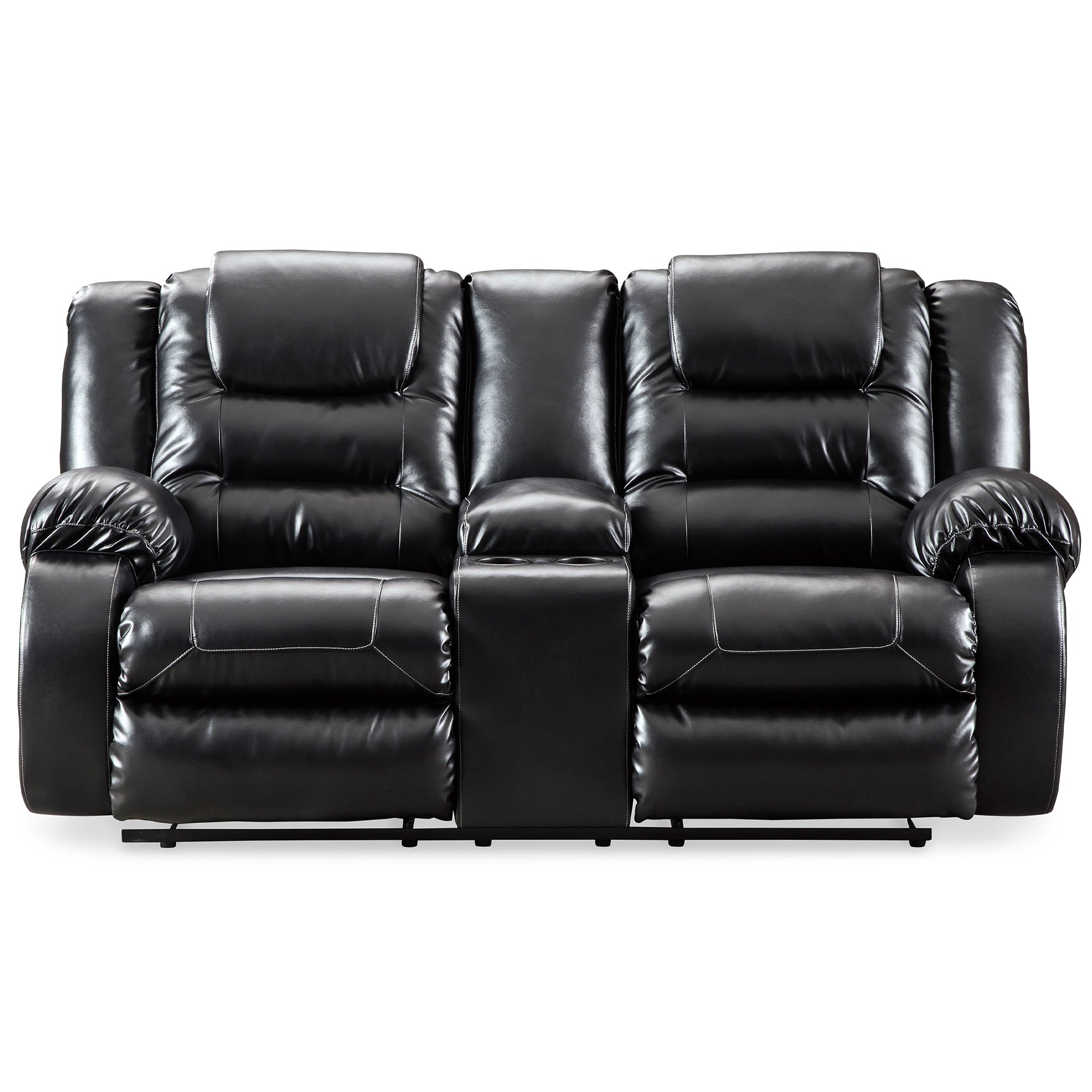 Vacherie Reclining Loveseat with Console in Black