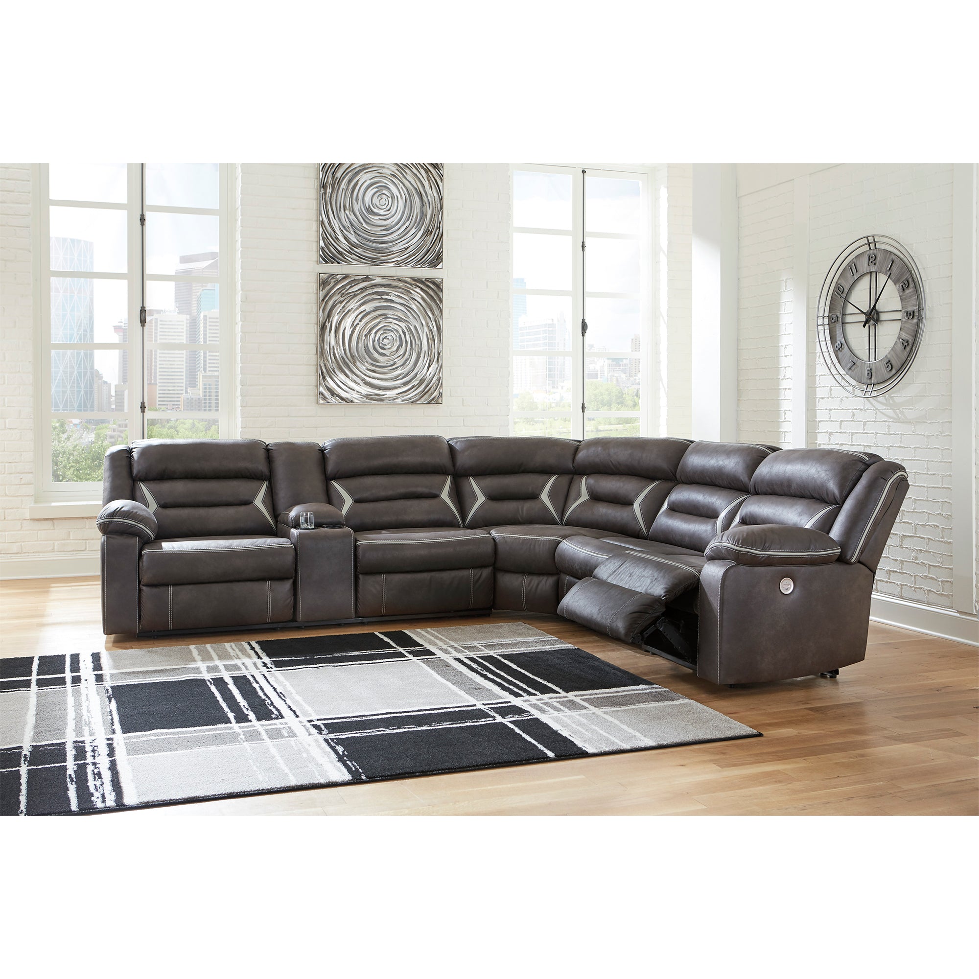 Kincord 4-Piece Power Reclining Sectional in Midnight Color