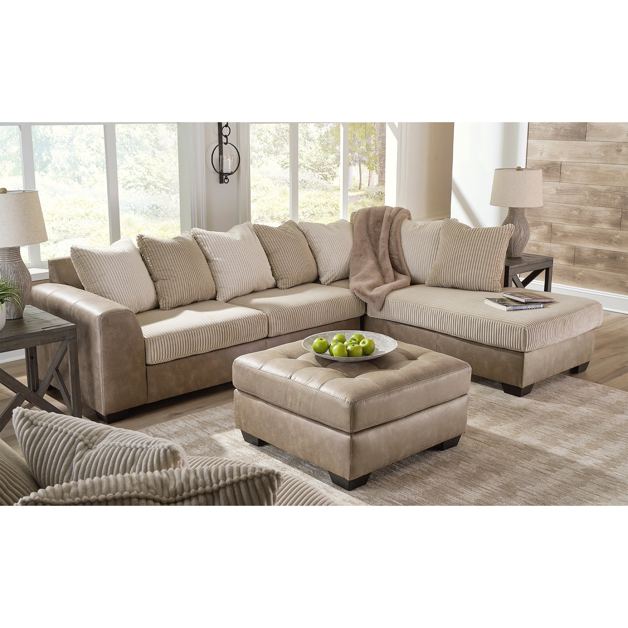 Keskin 2-Piece Sectional with Chaise in Sand Color