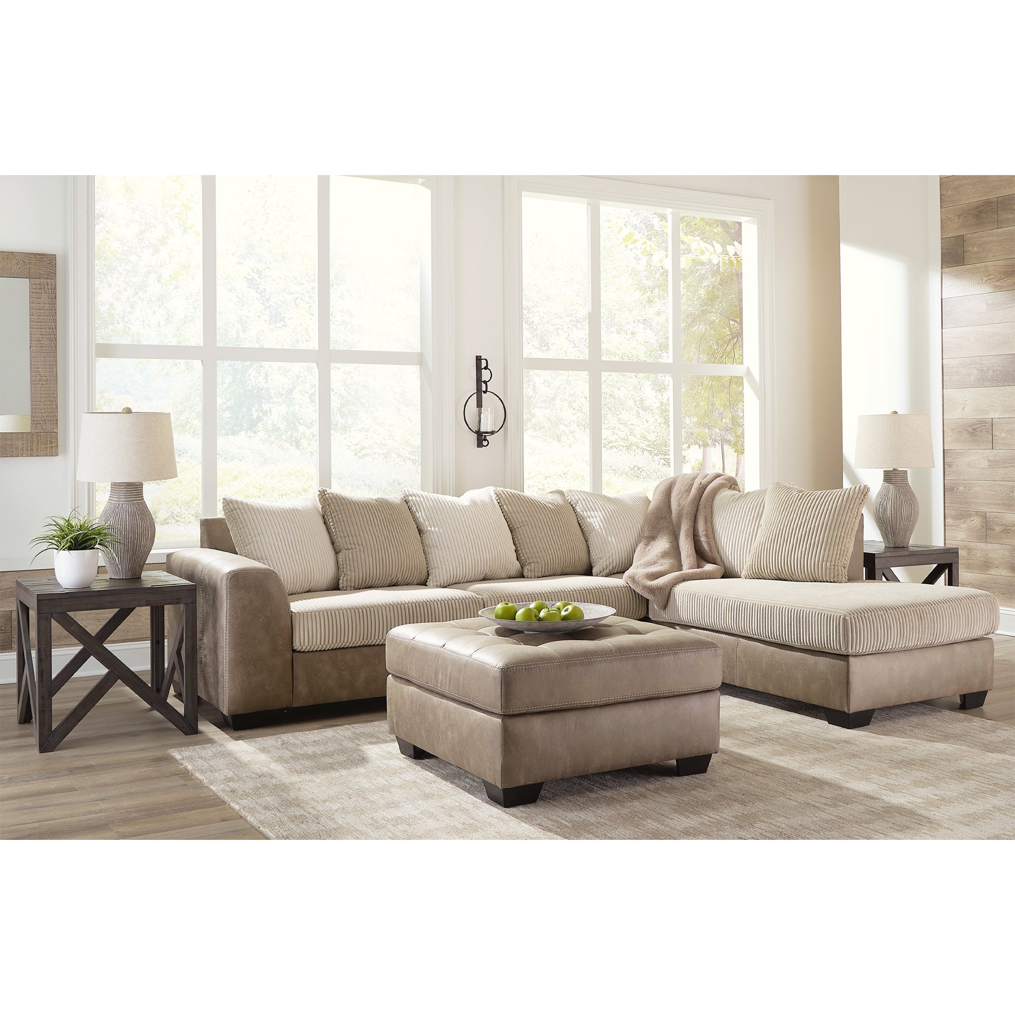 Keskin 2-Piece Sectional with Chaise in Sand Color