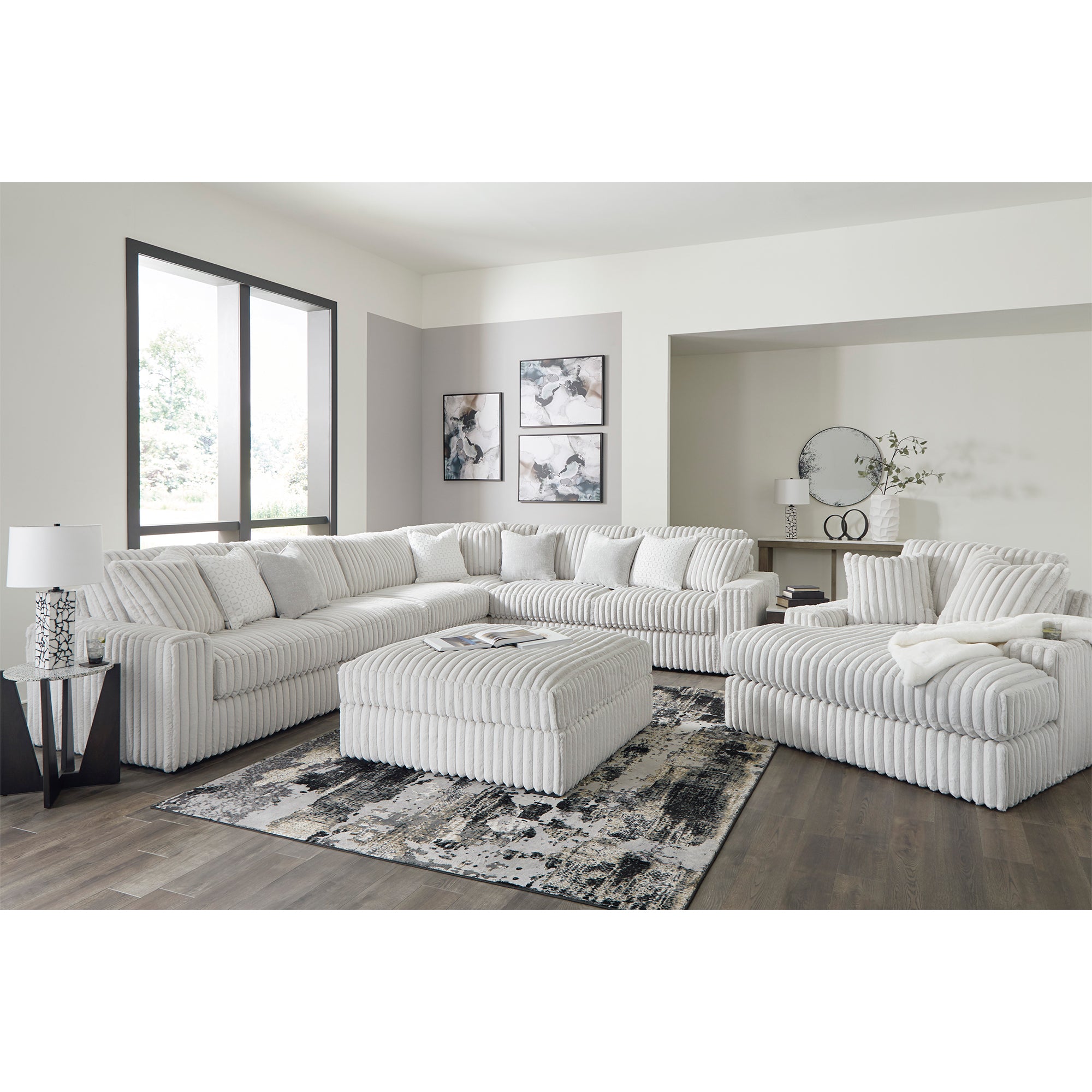Chic Stupendous Sectional with reversible seat and back cushions, combines functionality with cozy design