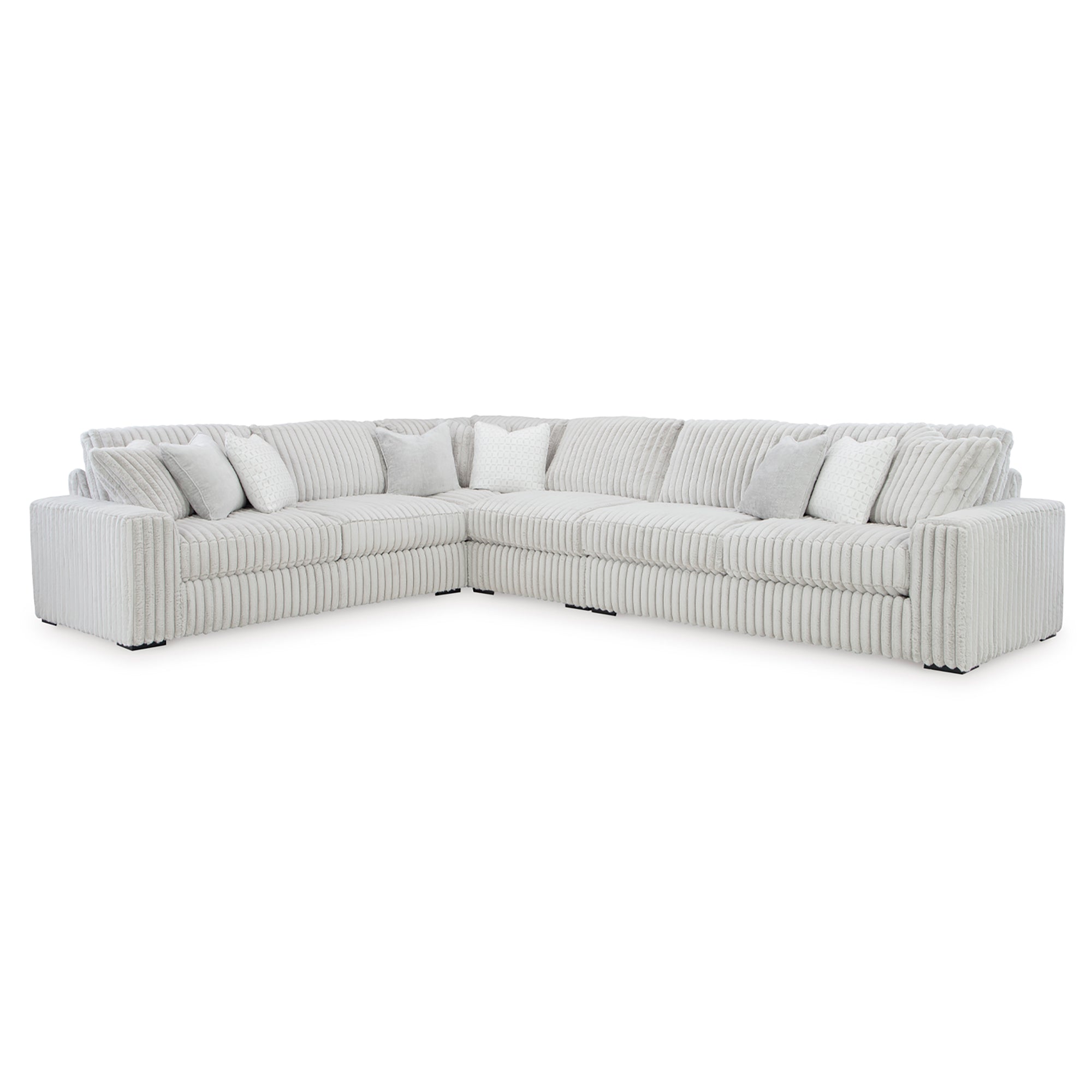 Stupendous 4-Piece Sectional with retro-cool jumbo cord and feather-blend cushions for unparalleled comfort and style