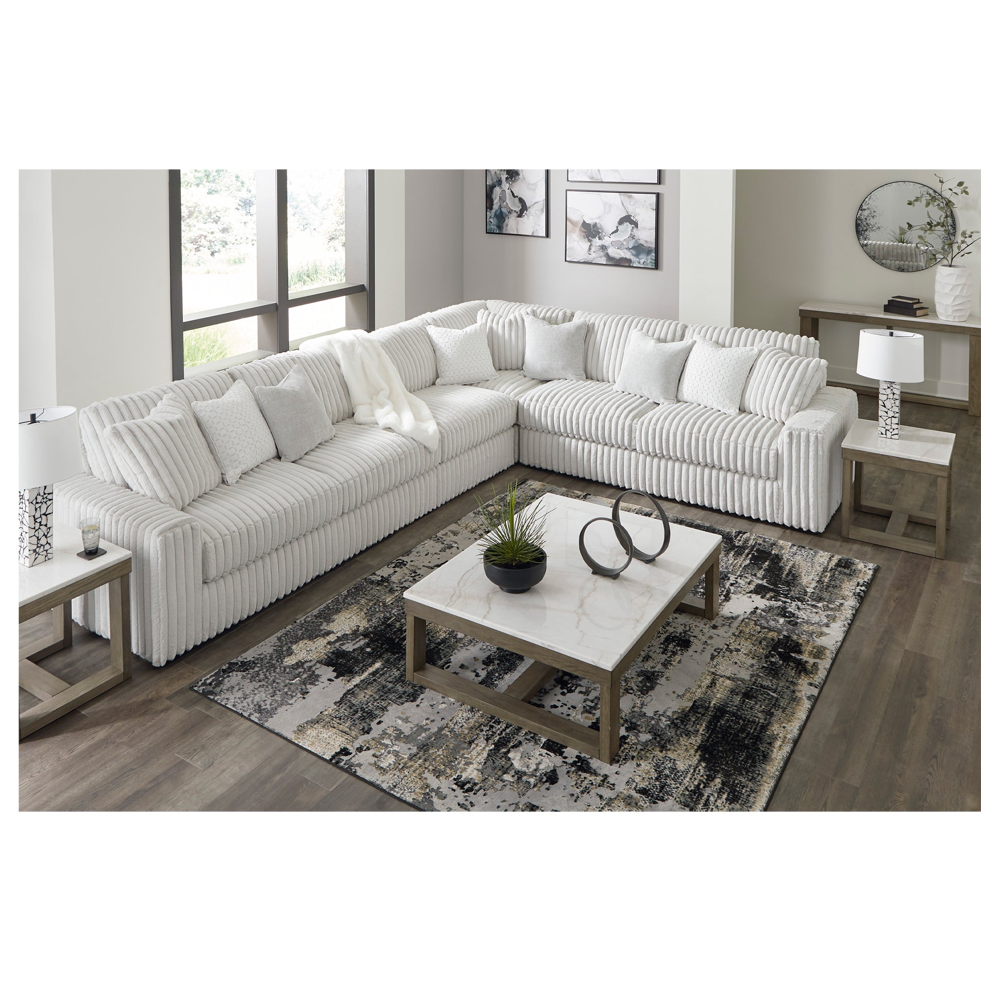 Functional Stupendous 4-Piece Sectional with durable corner-blocked frame and stylish accent pillows included