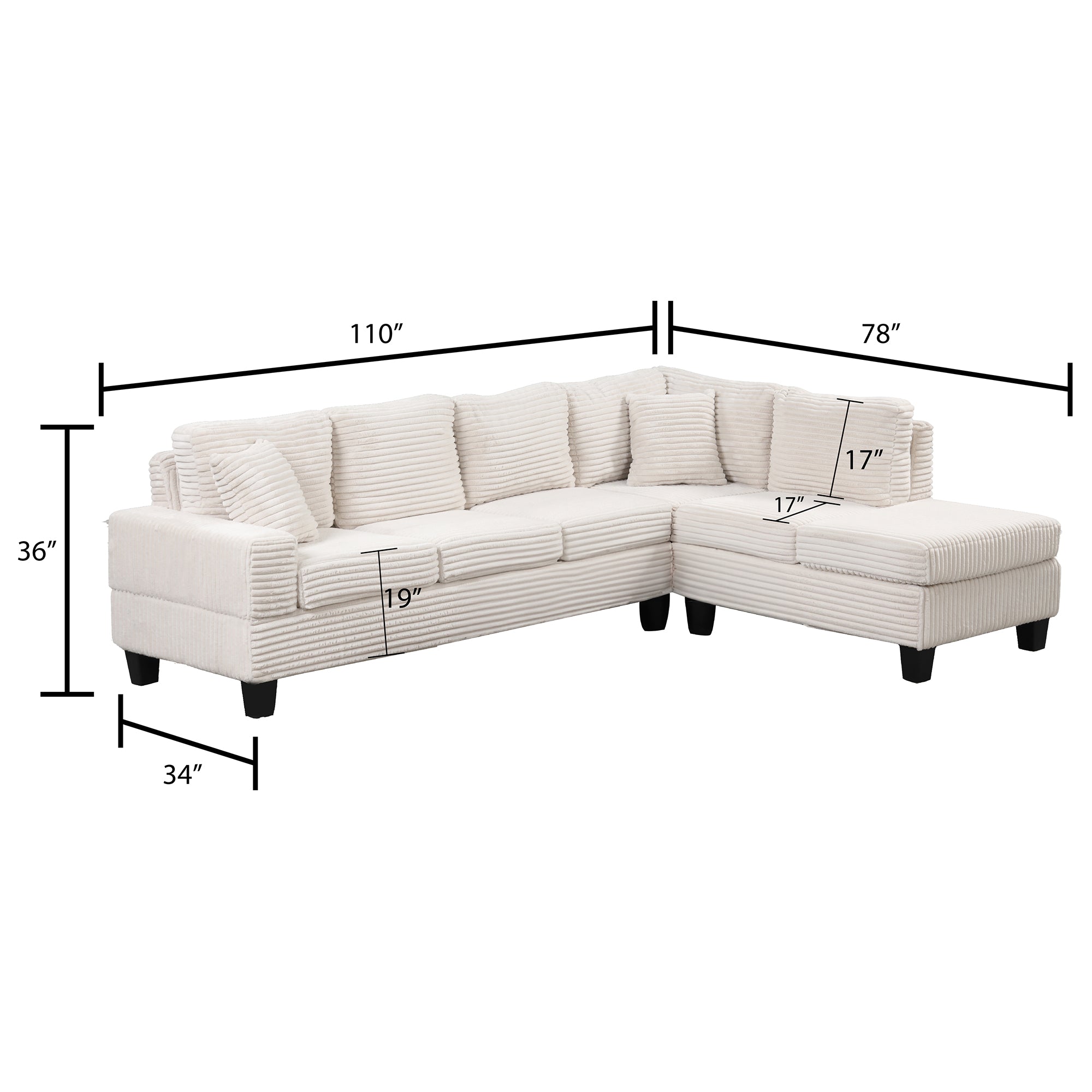 ComfyNest Sectional With Storage Ottoman