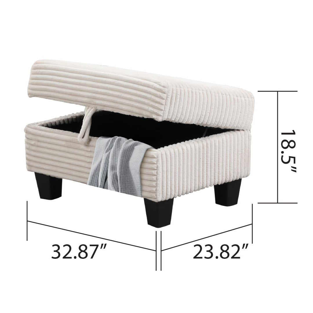 ComfyNest Sectional With Storage Ottoman