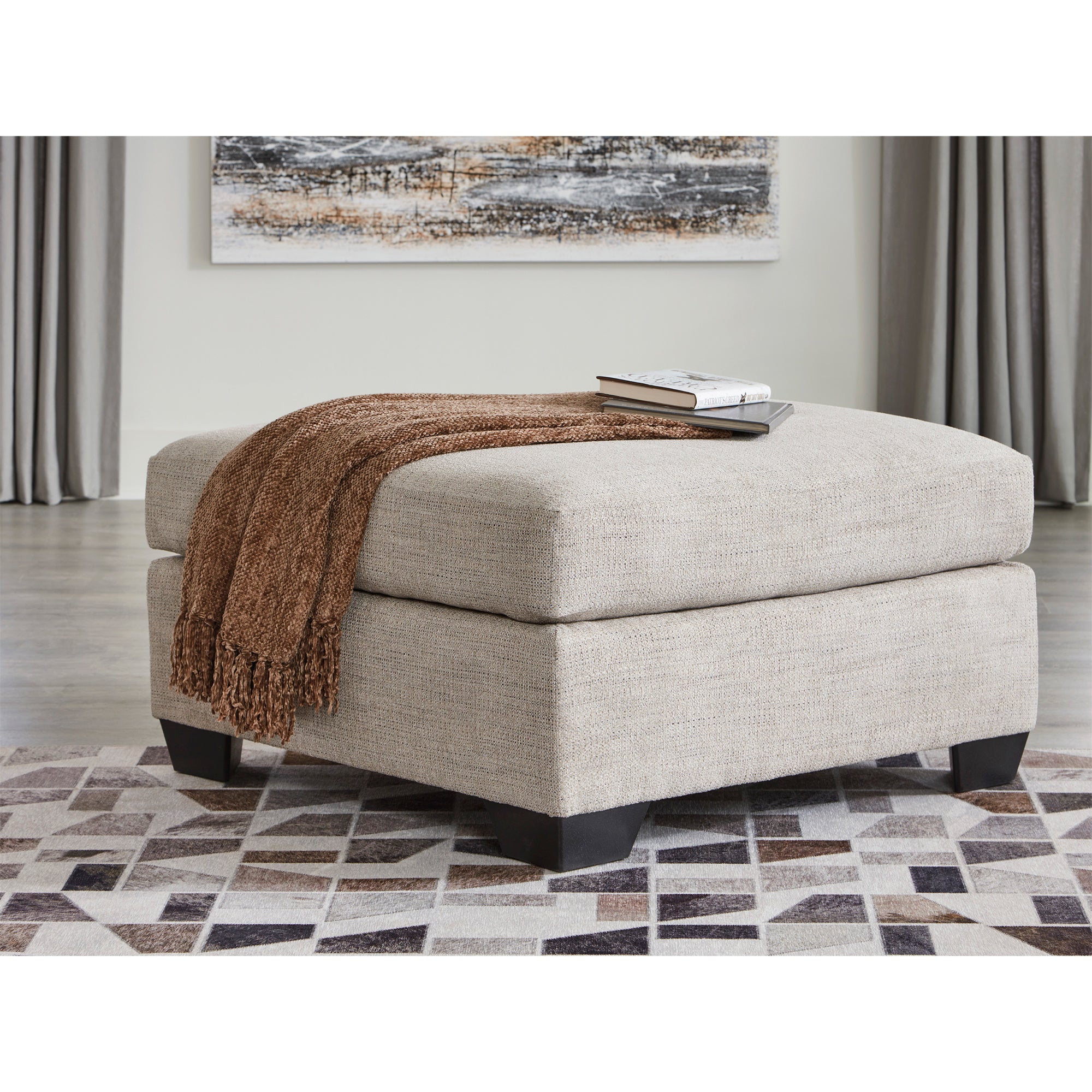 Mahoney Oversized Accent Ottoman in Pebble Color
