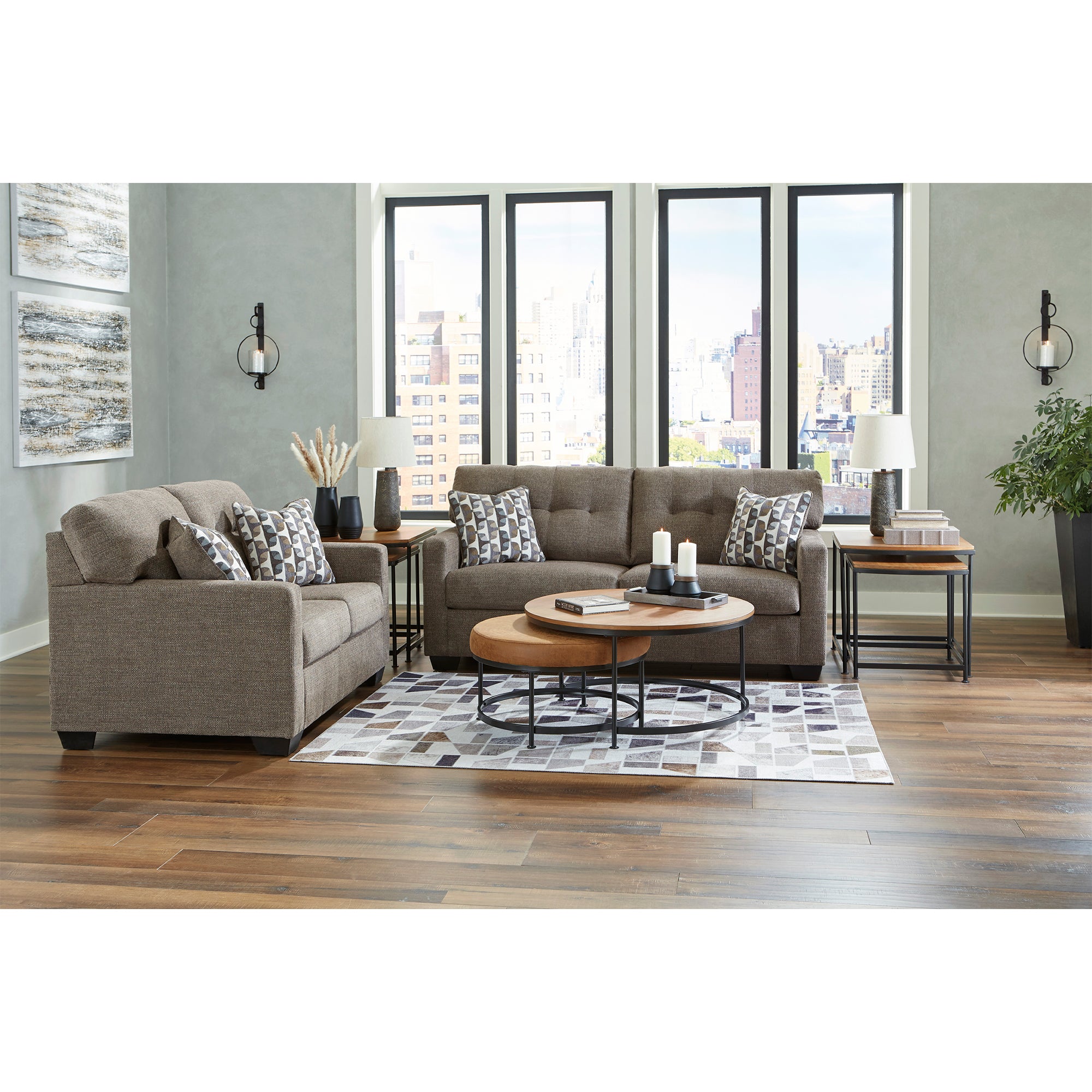 Contemporary Mahoney Sofa in chocolate, designed to offer both style and functionality