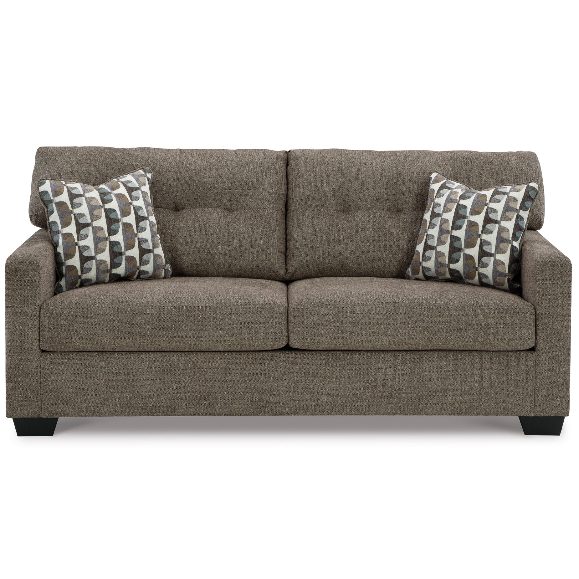 Rich chocolate-colored Mahoney Sofa, perfect for elegant and cozy living spaces