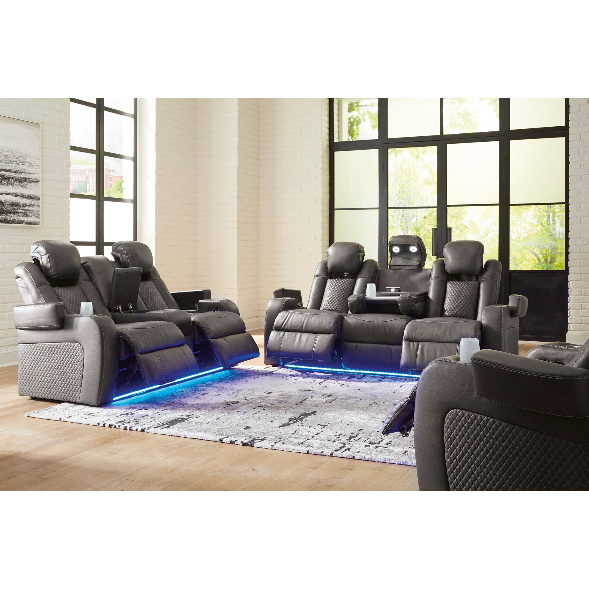 Fyne-Dyme Dual Power Reclining Loveseat with Console