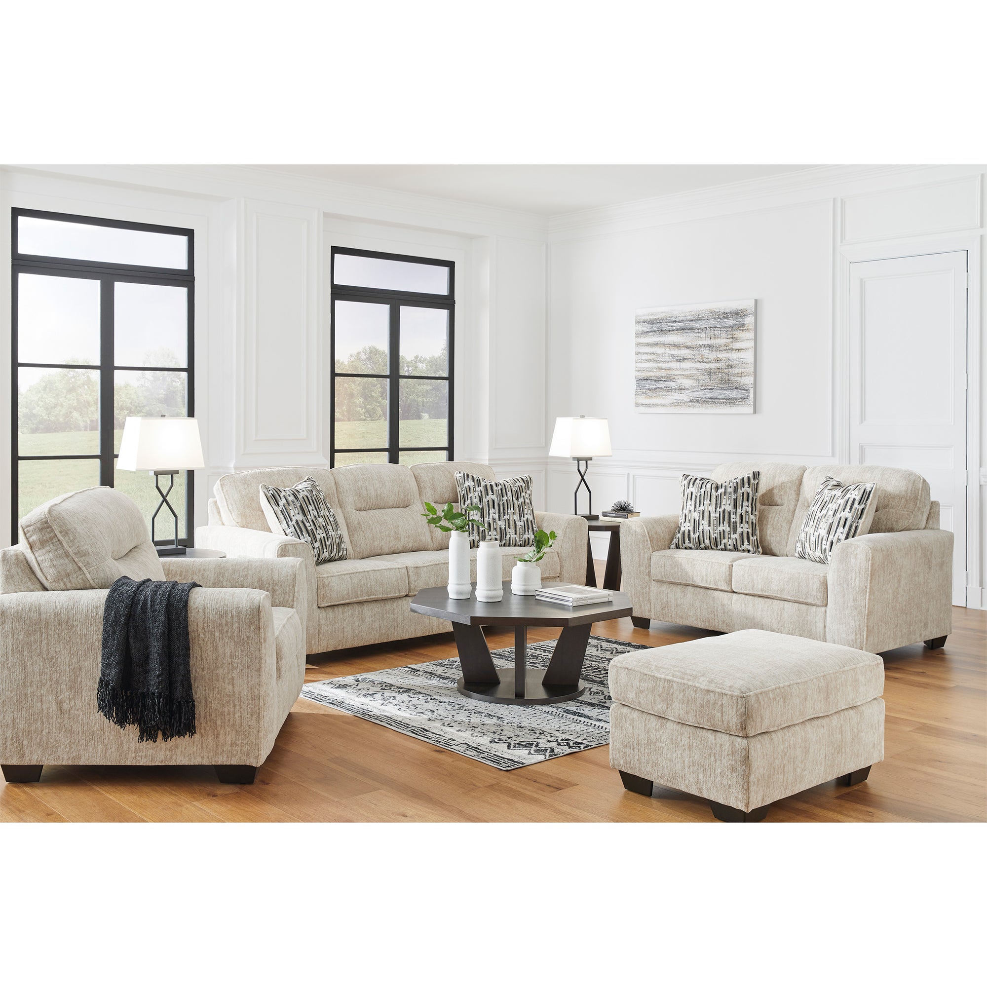 Lonoke Sofa and Loveseat in Parchment Color