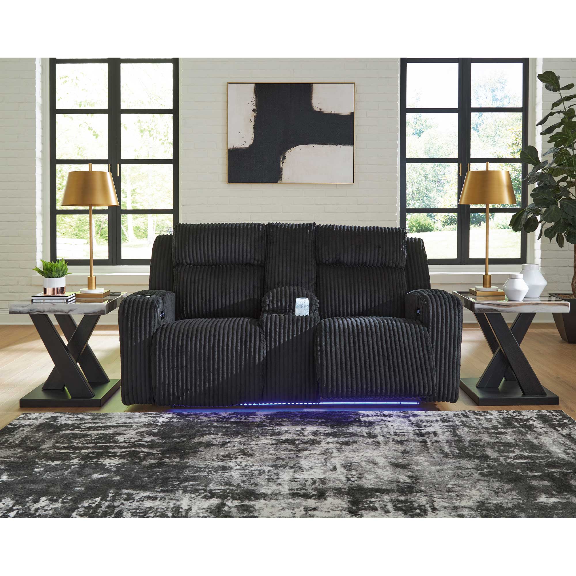 Forest Lake Dual Power Reclining Loveseat with Console