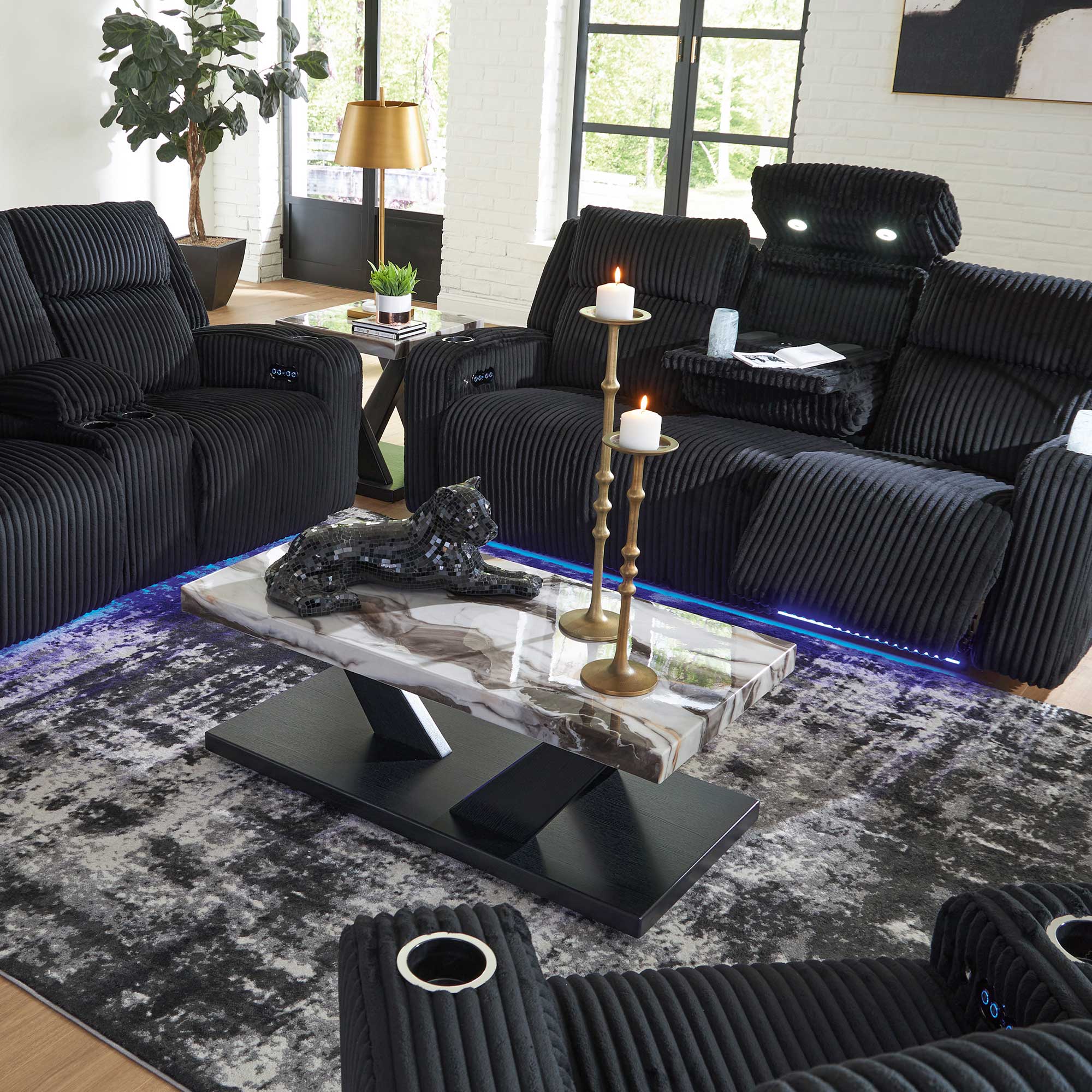 Forest Lake Dual Power Reclining Sofa and Loveseat
