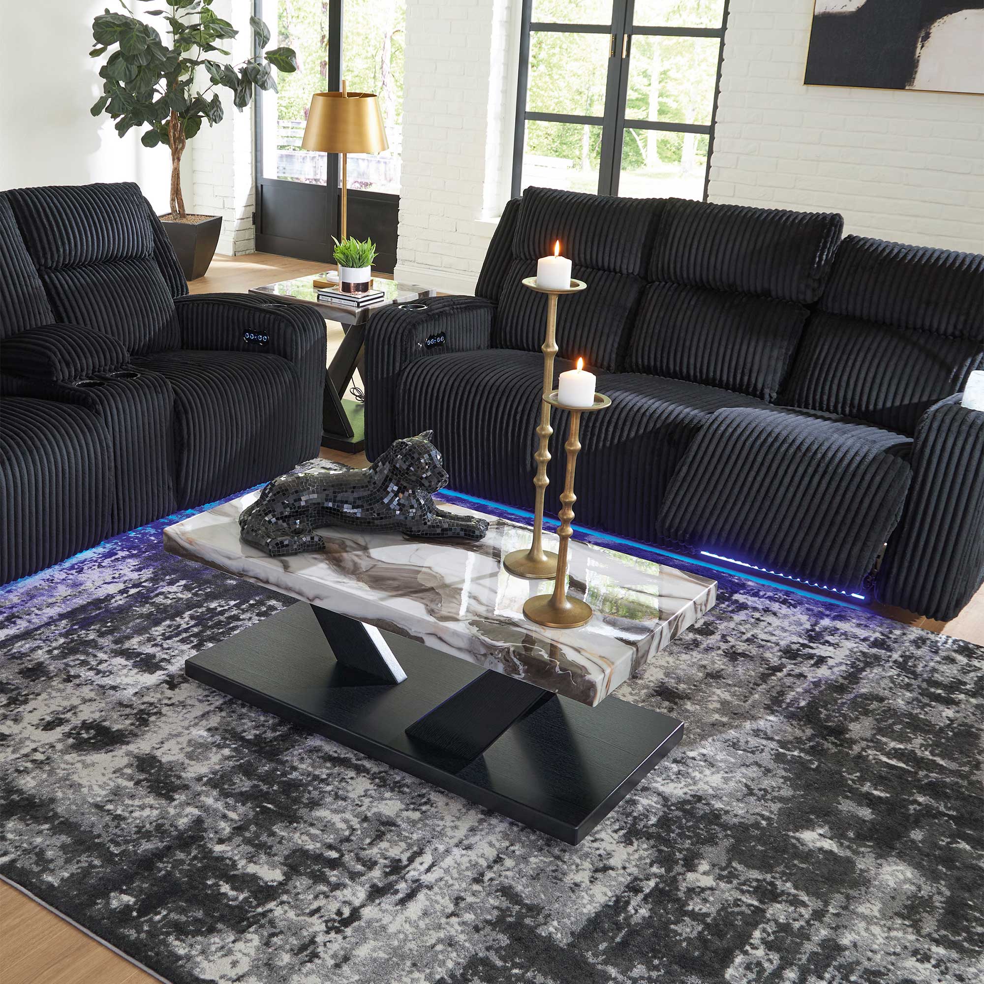 Forest Lake Dual Power Reclining Loveseat with Console