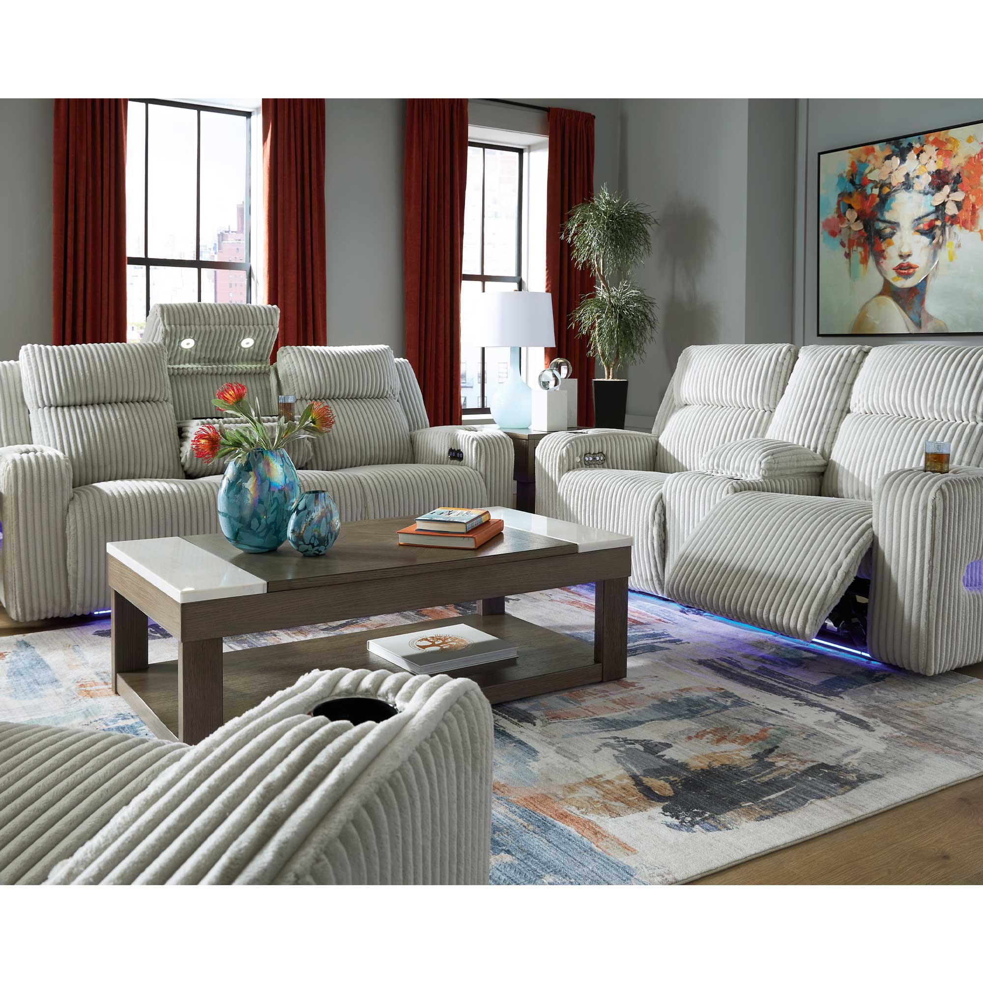 Forest Lake Dual Power Reclining Sofa and Loveseat