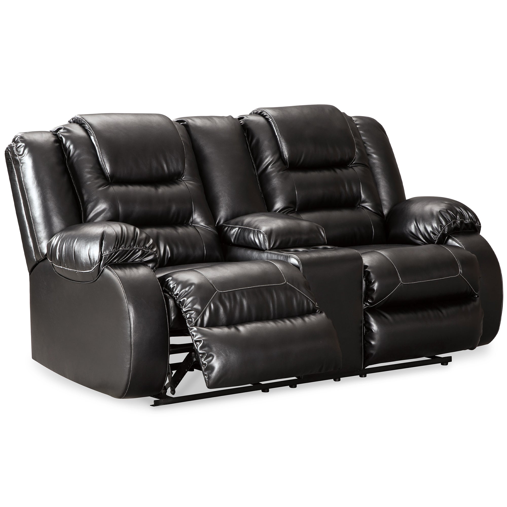 Vacherie Reclining Loveseat with Console in Black