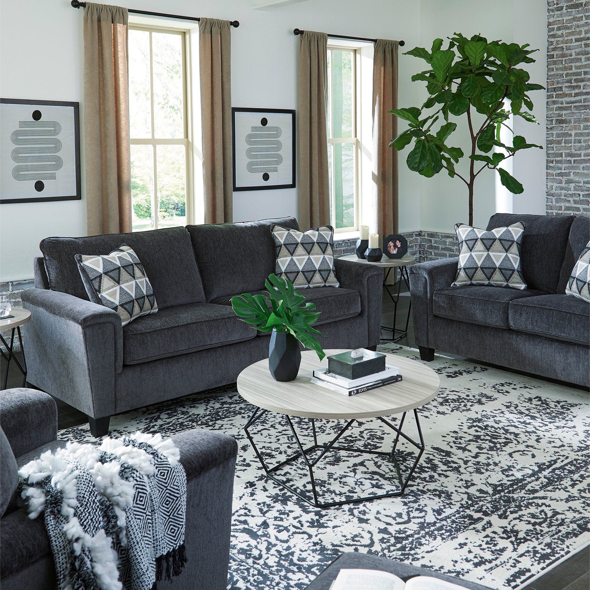 Abinger Sofa and Loveseat in Smoke Color
