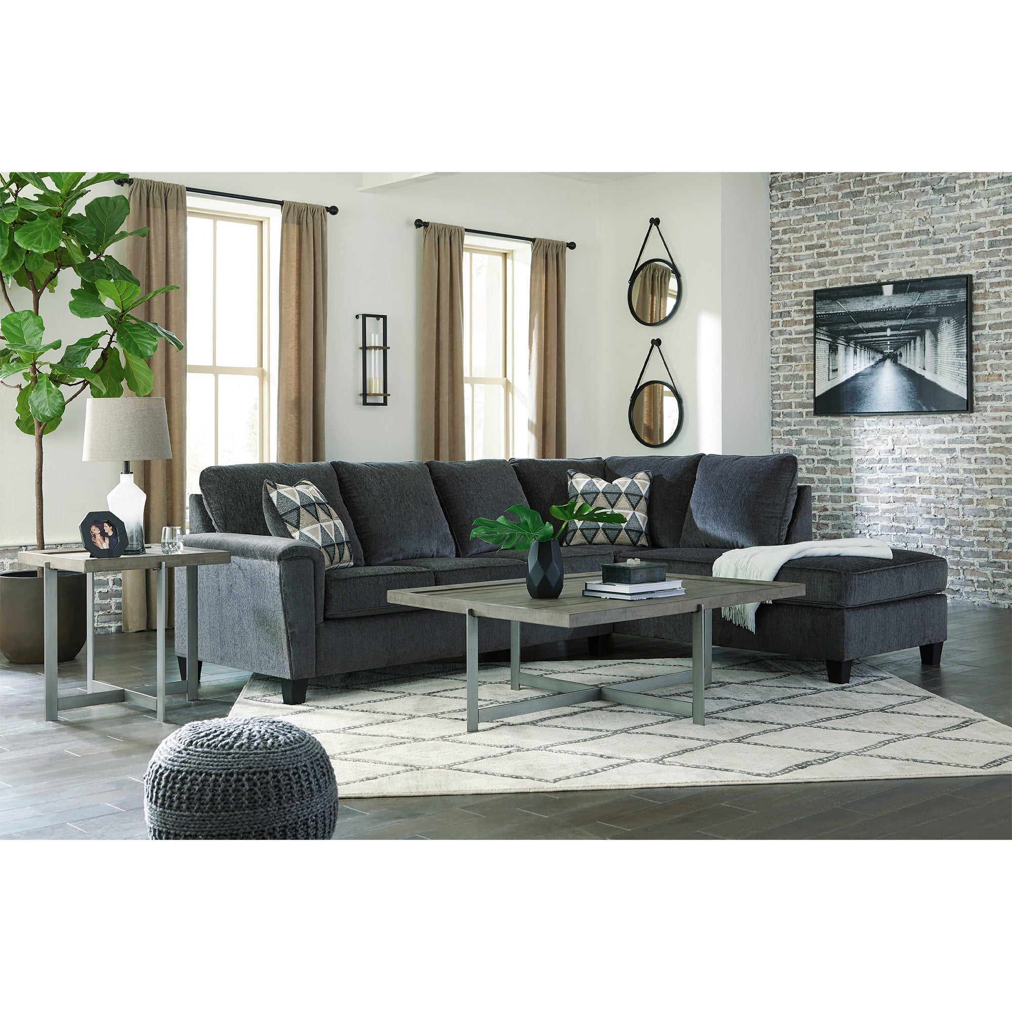 Abinger 2-Piece Sectional with Chaise in Smoke Color
