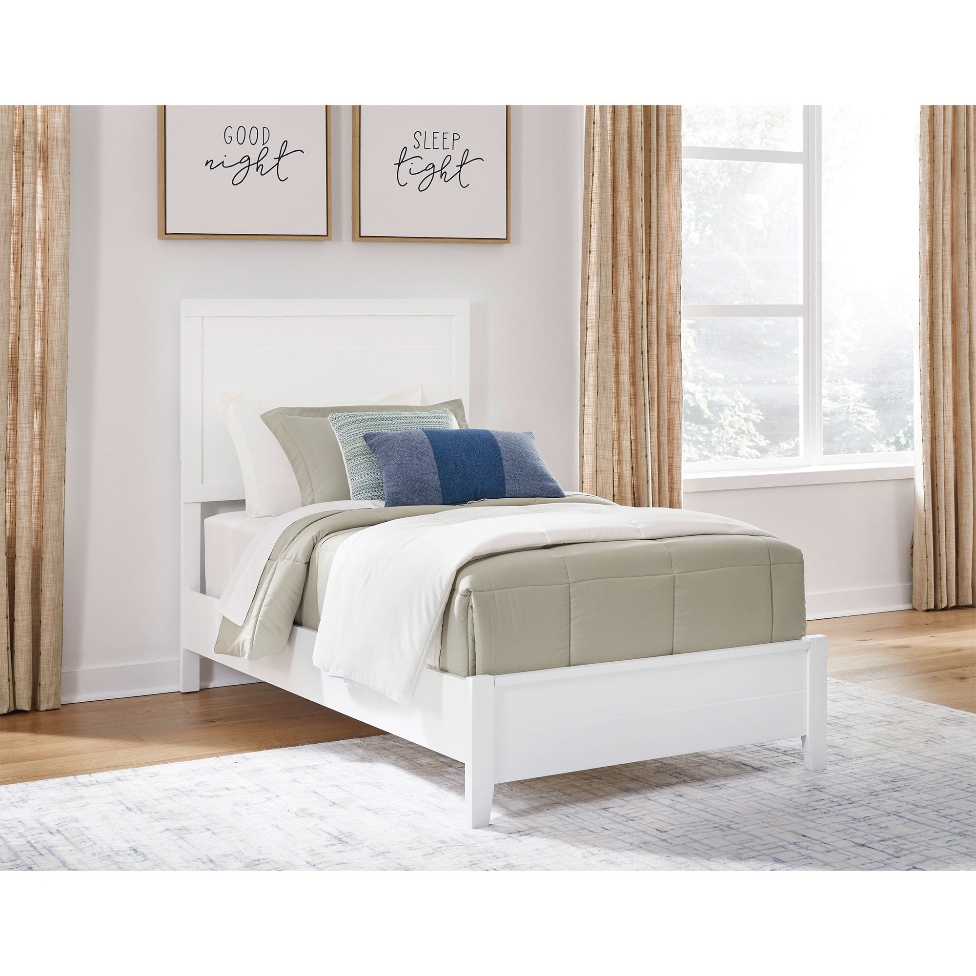 Binterglen Twin Panel Bed with Mirrored Dresser