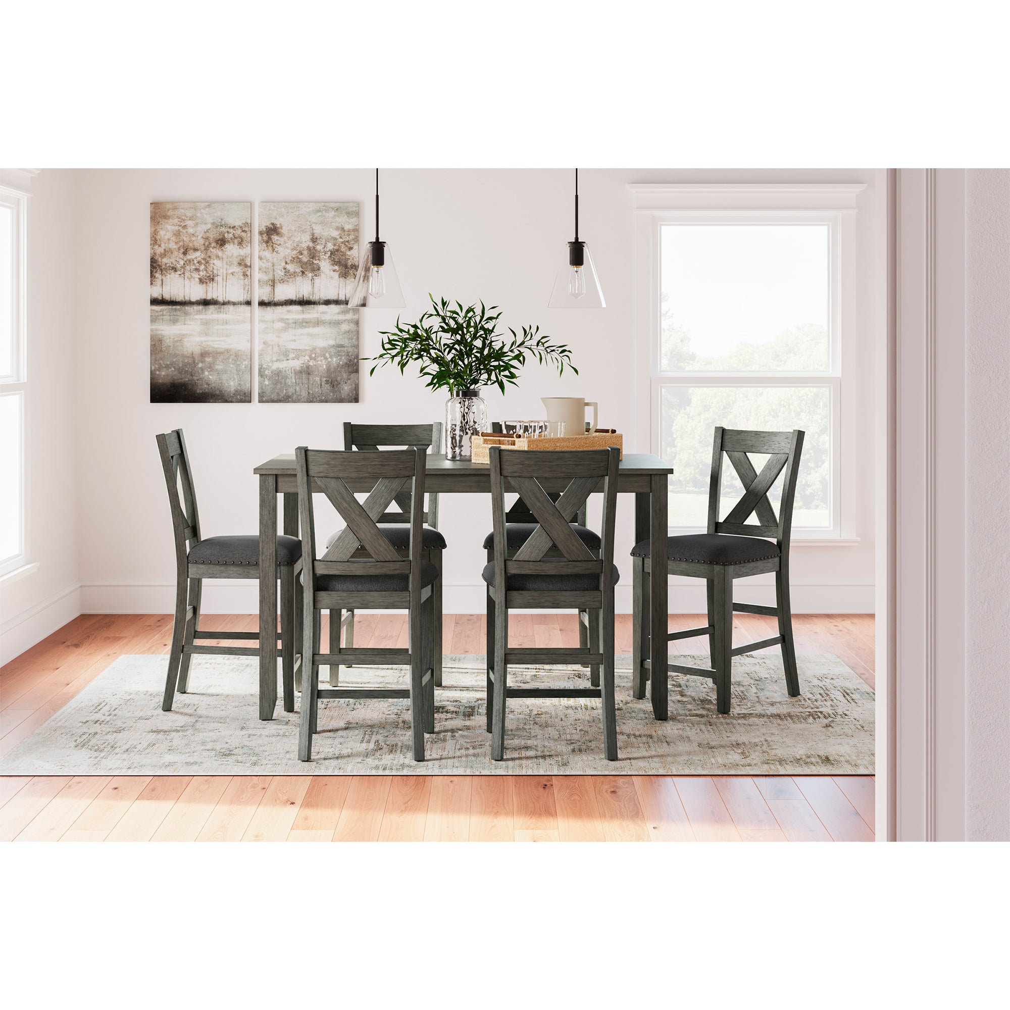 Caitbrook Counter Height Dining Table and 6 Bar Stools Set