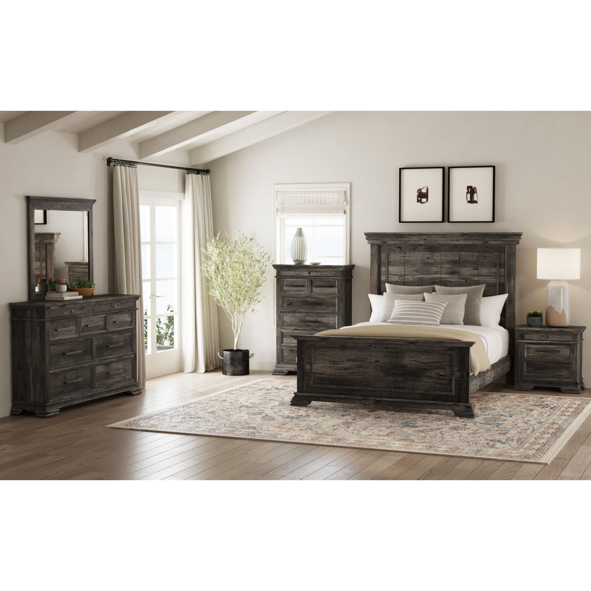Park Ridge Queen Panel Bed with Mirrored Dresser