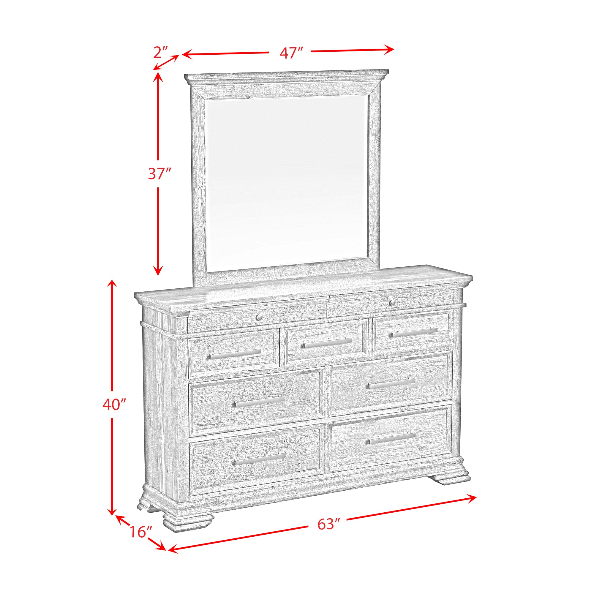 Park Ridge Queen Panel Bed with Mirrored Dresser