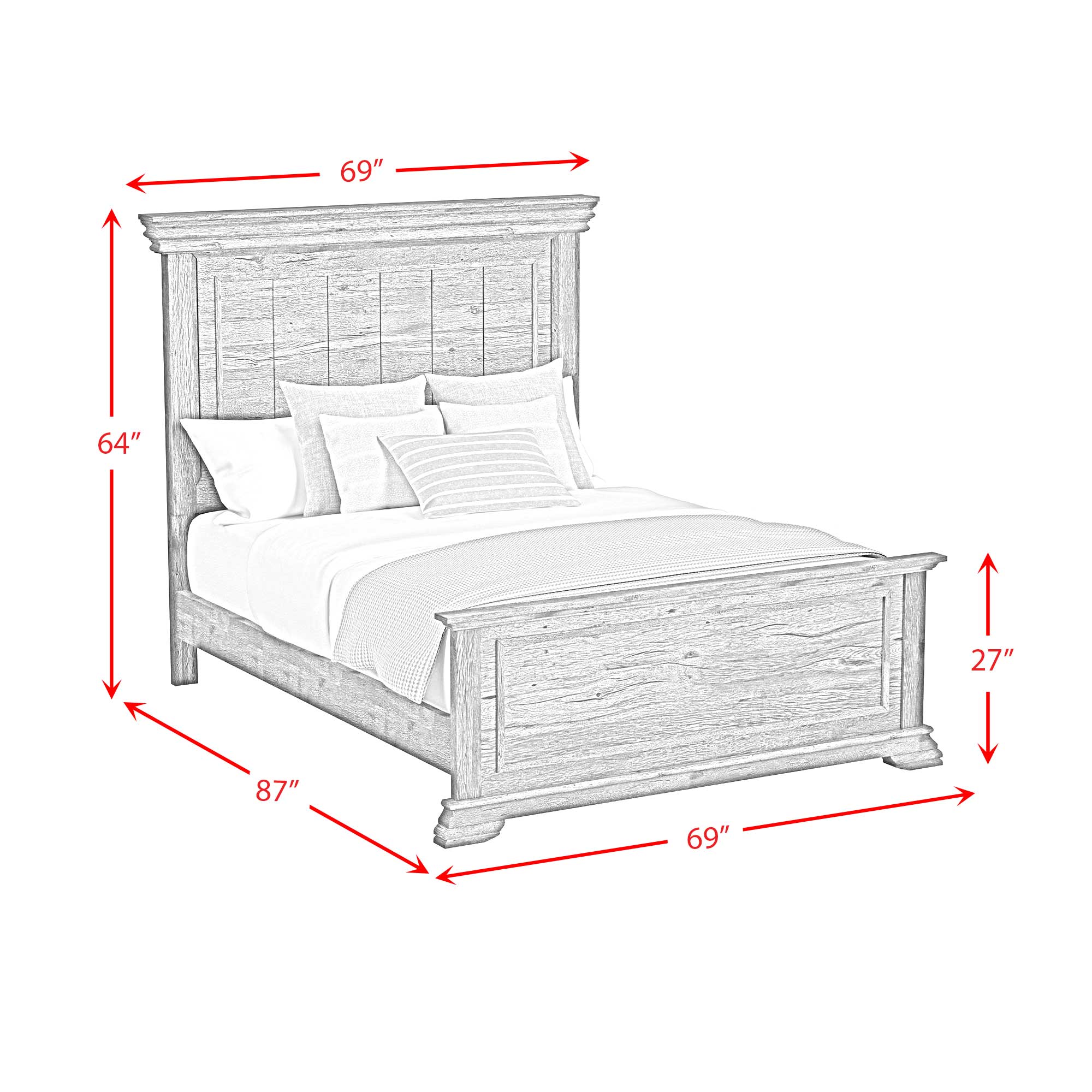 Park Ridge Queen Panel Bed with Mirrored Dresser