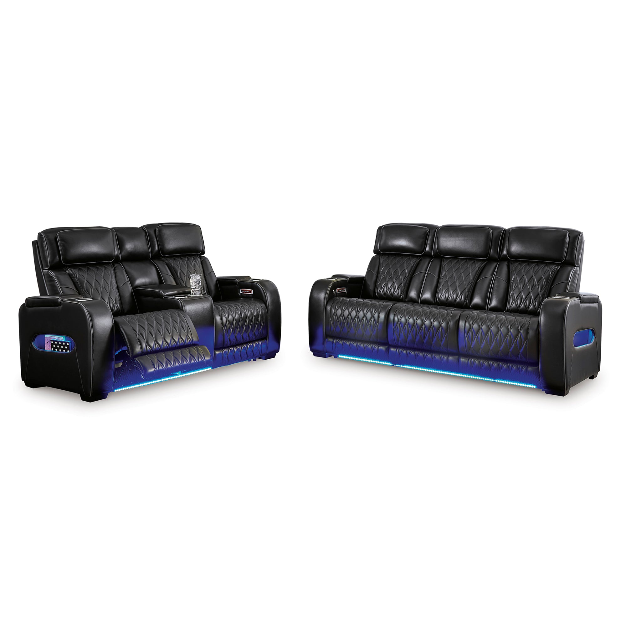 Boyington Triple Power Leather Sofa and Loveseat Set with Massage