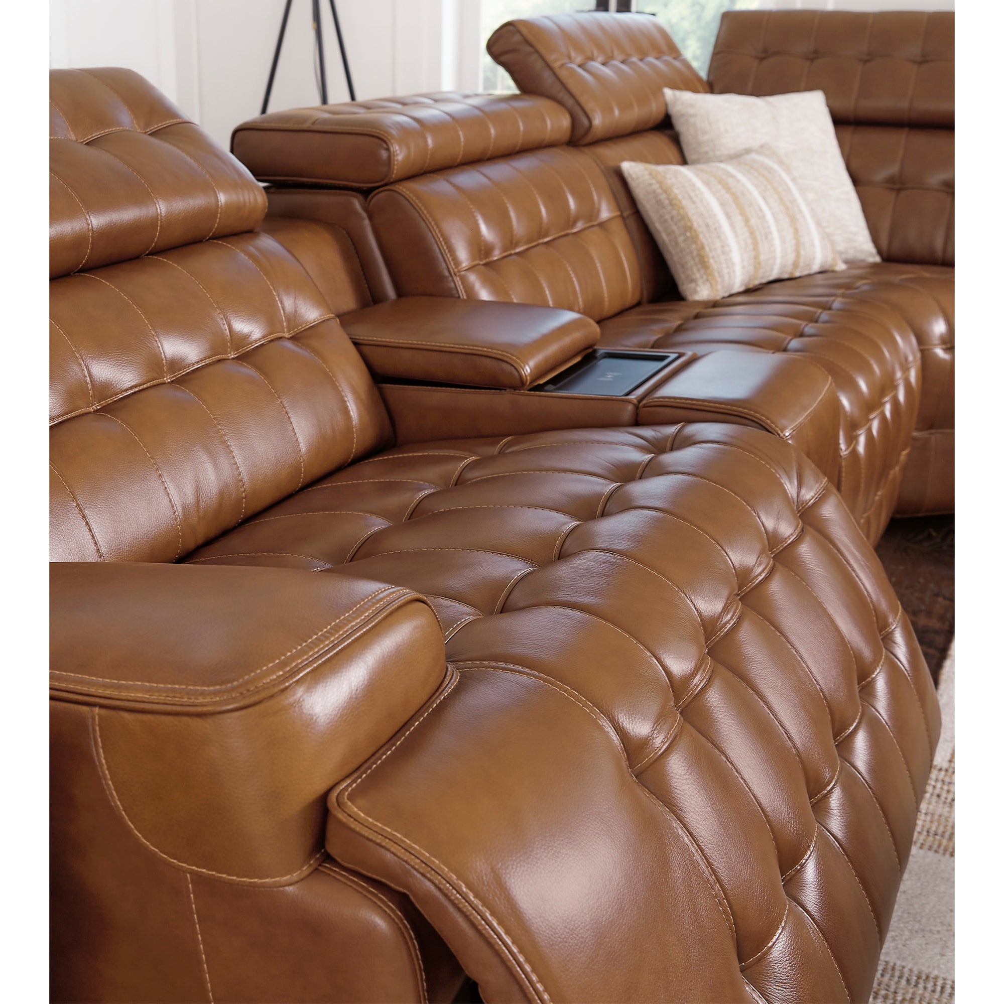 Temmpton 6-Piece Dual Power Leather Reclining Sectional