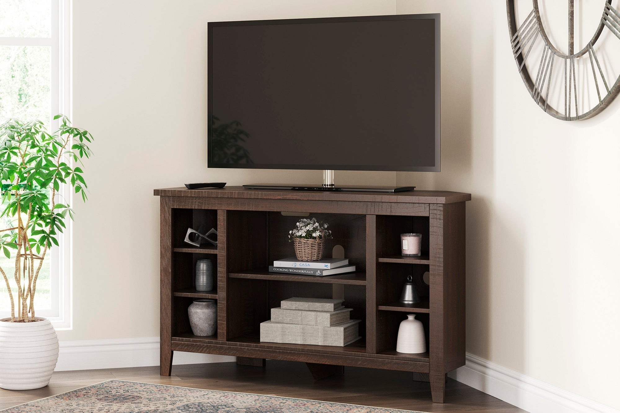 Camiburg 48'' Corner TV Stand with Electric Fireplace
