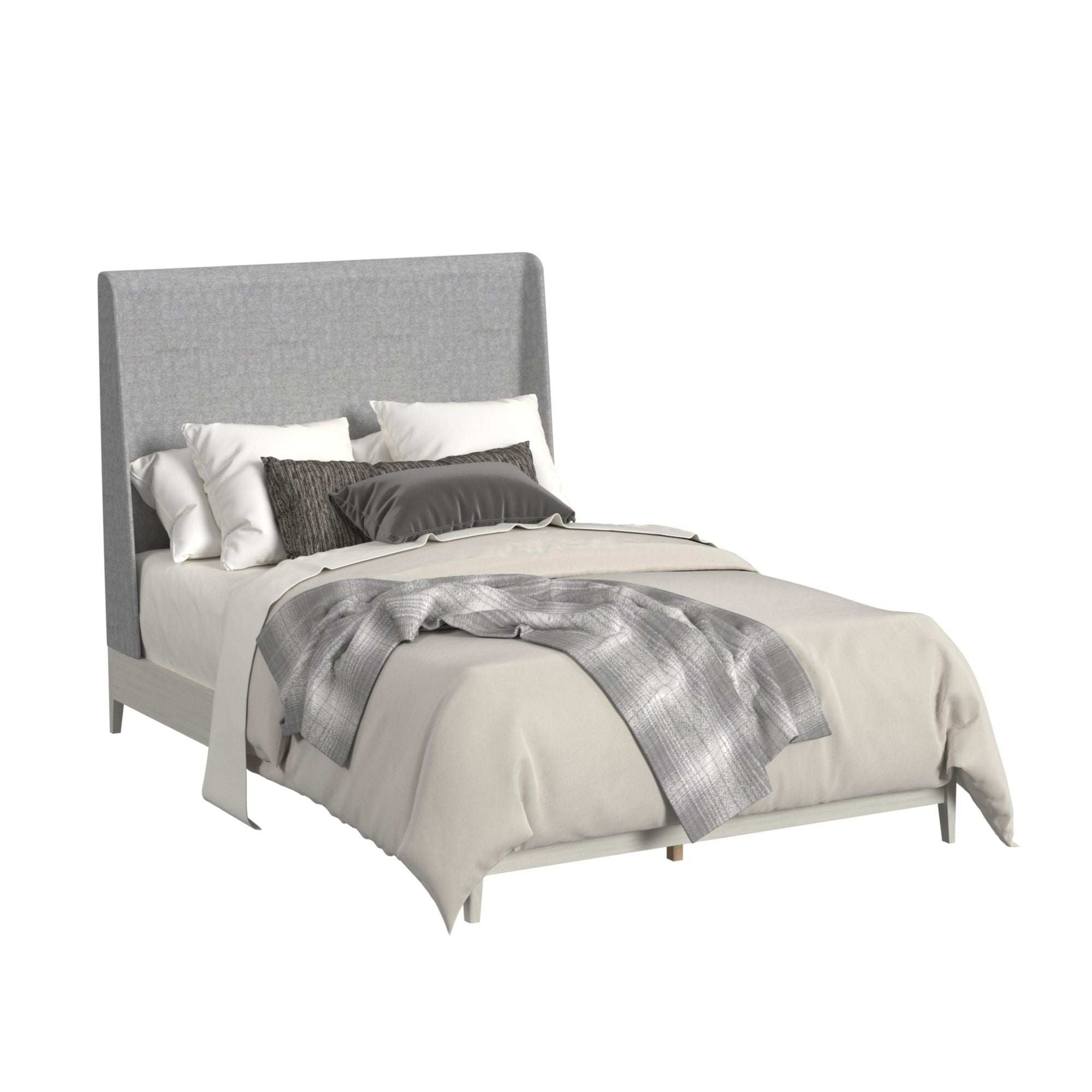 Westland Queen Upholstered Bed with Mirrored Dresser