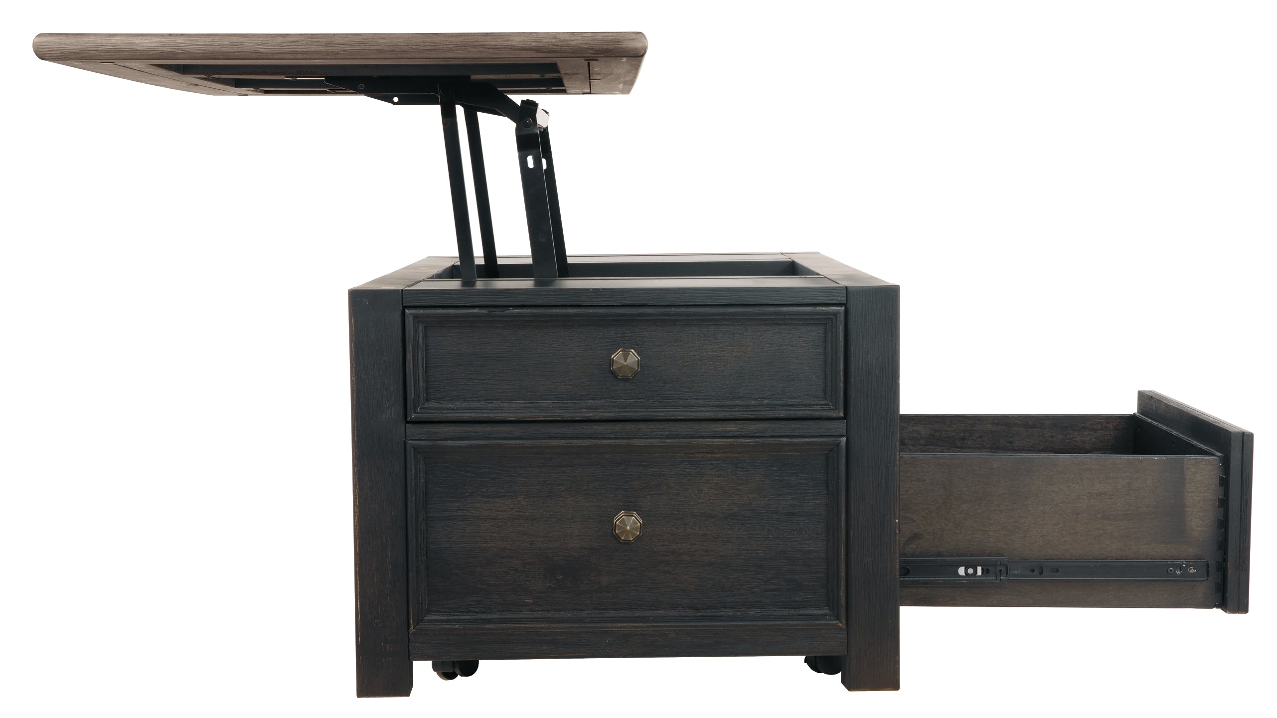 Tyler Creek Lift Top Coffee Table - Grayish Brown/Black