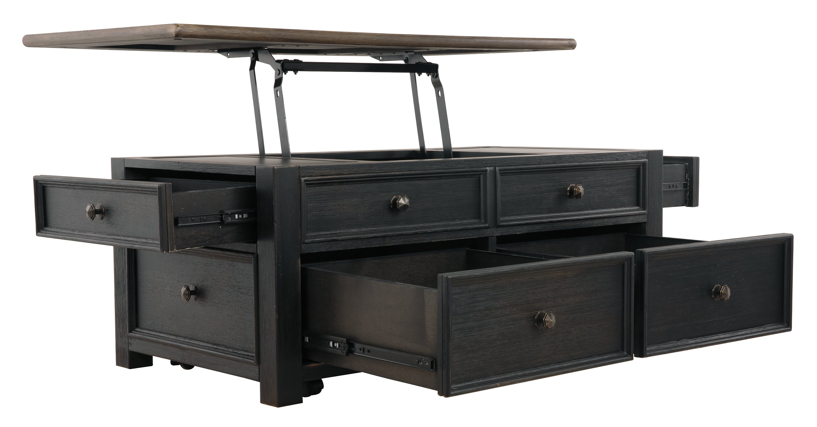 Tyler Creek Lift Top Coffee Table - Grayish Brown/Black