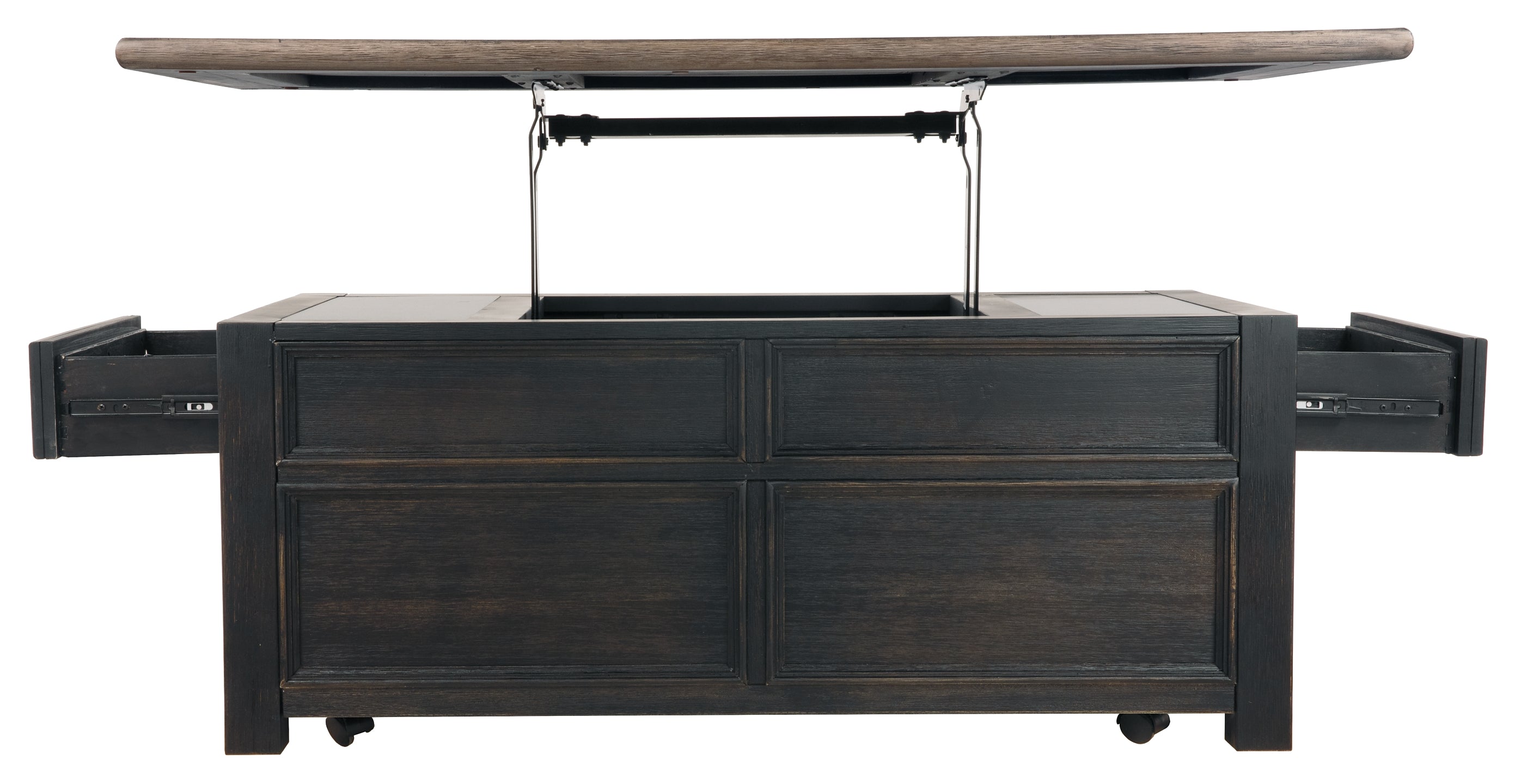 Tyler Creek Lift Top Coffee Table - Grayish Brown/Black