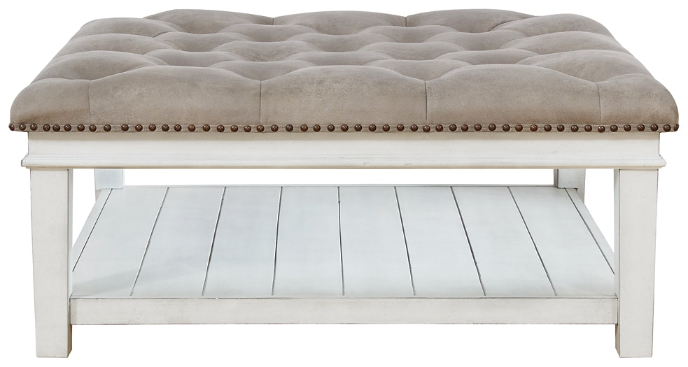 Kanwyn Upholstered Ottoman Coffee Table - Grayish Brown/White