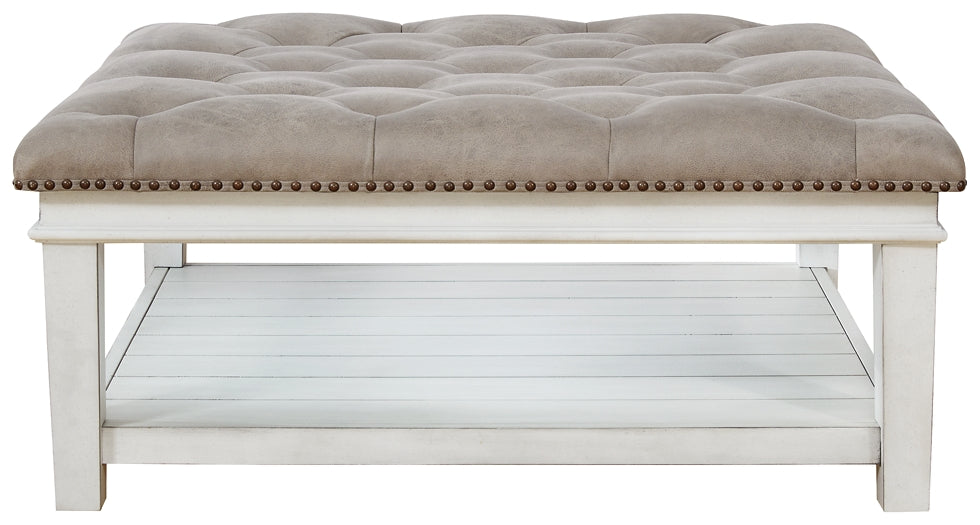 Kanwyn Upholstered Ottoman Coffee Table - Grayish Brown/White