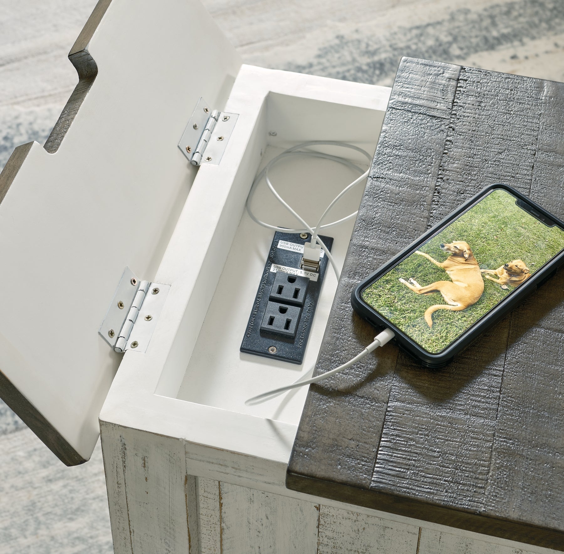 Havalance Chairside End Table - White/Gray