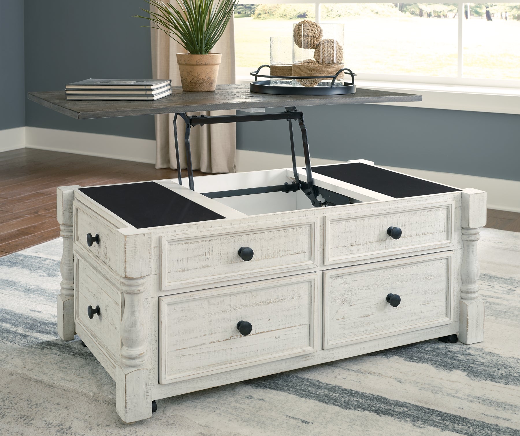Havalance Lift Top Coffee Table - White/Gray