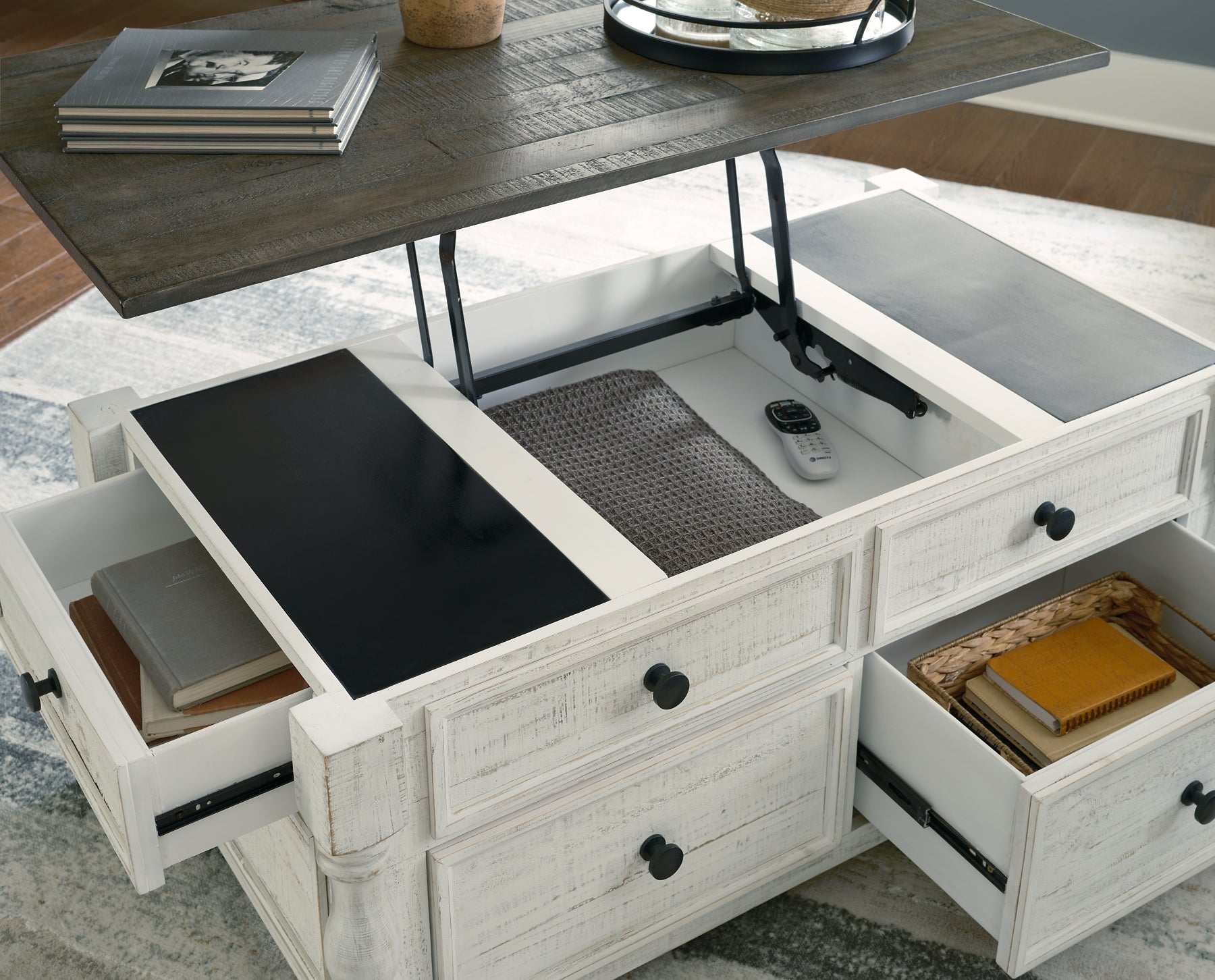 Havalance Lift Top Coffee Table - White/Gray