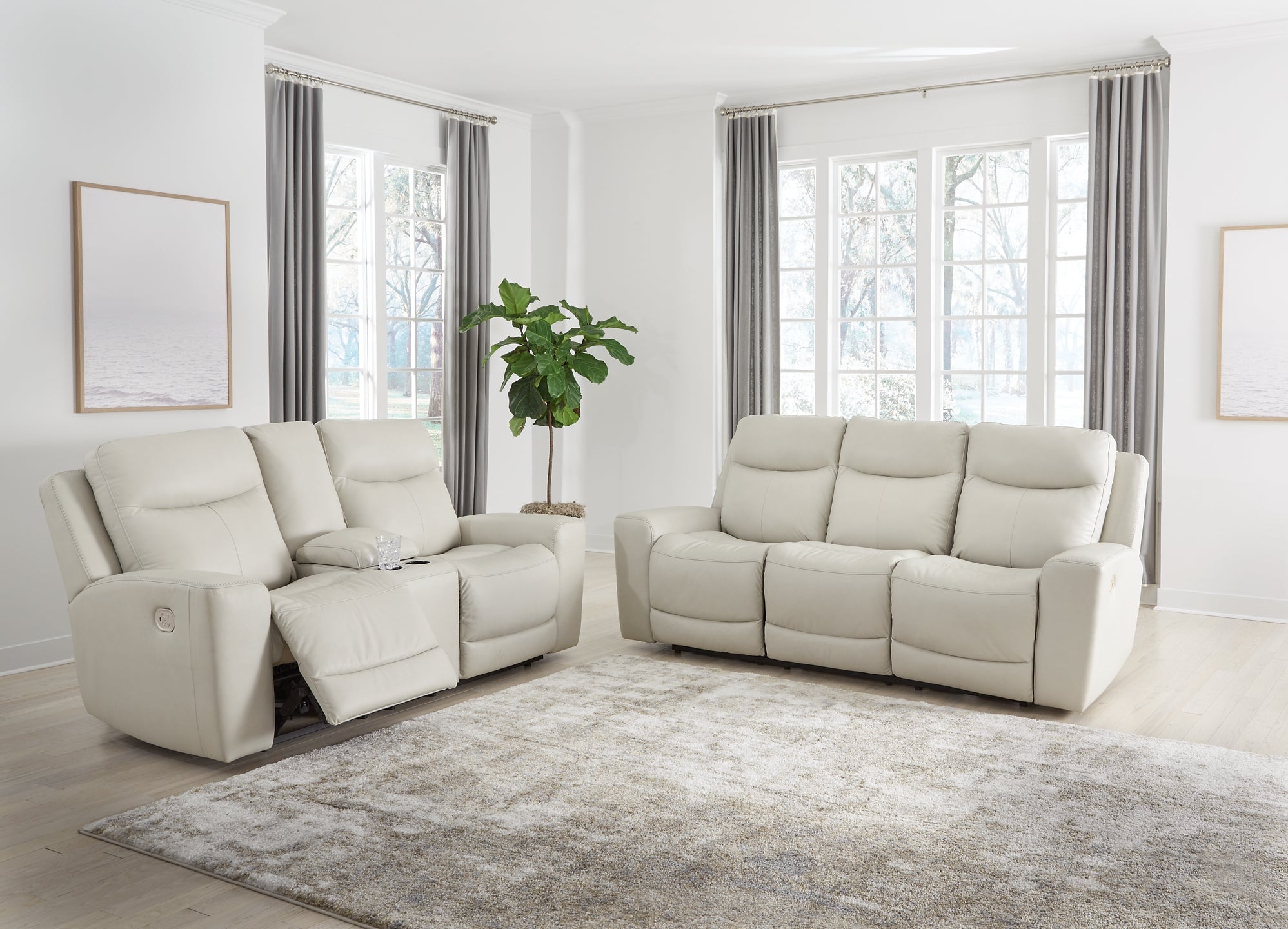 Mindanao Dual Power Leather Reclining Sofa and Loveseat