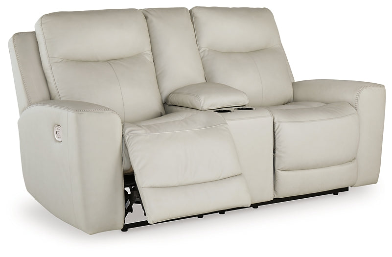 Mindanao Dual Power Leather Reclining Loveseat with Console