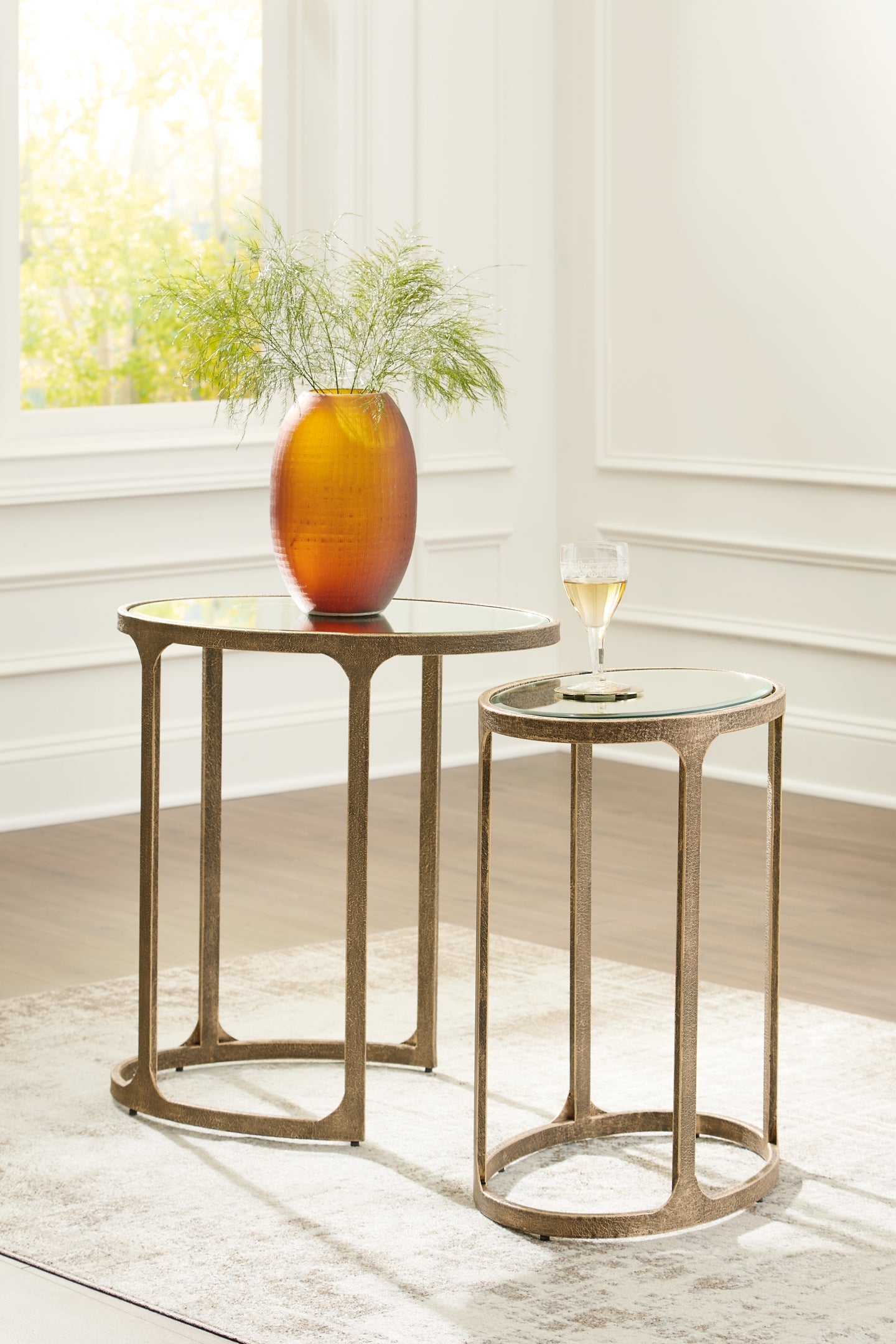 Irmaleigh 2-Piece Accent Table Set - Antique Gold Finish