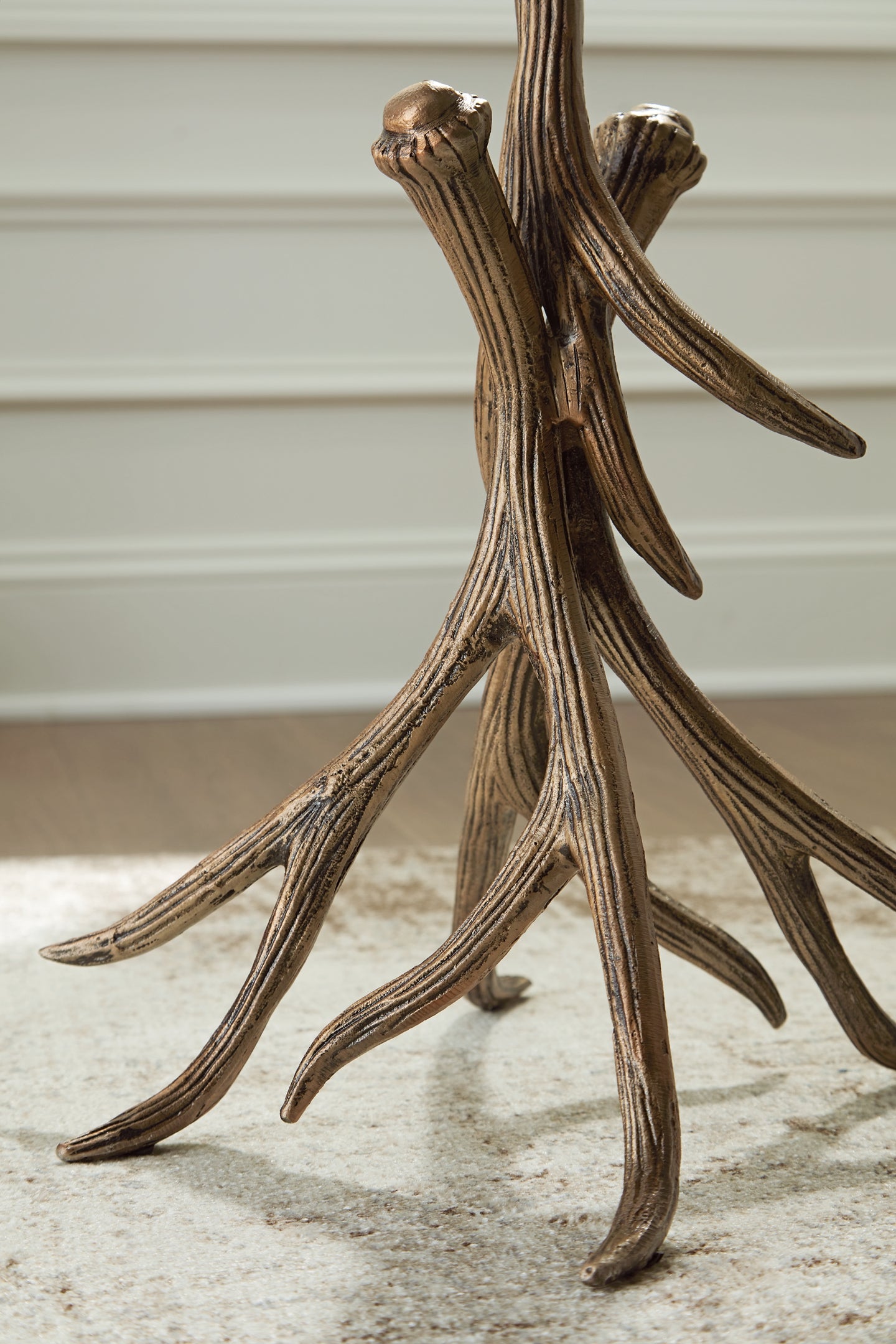 Lemkins Accent Table - Black/Antique Gold Finish