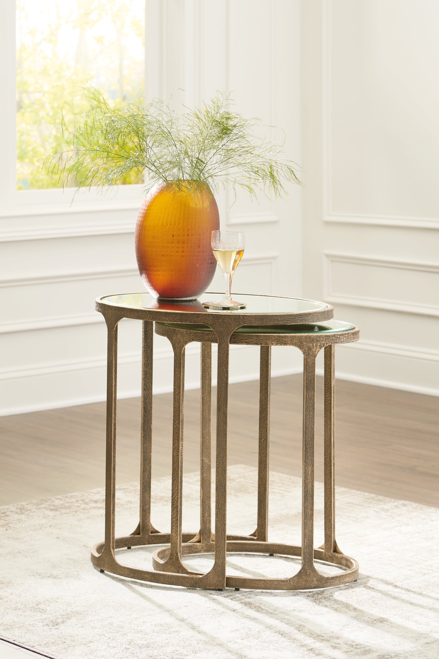 Irmaleigh 2-Piece Accent Table Set - Antique Gold Finish