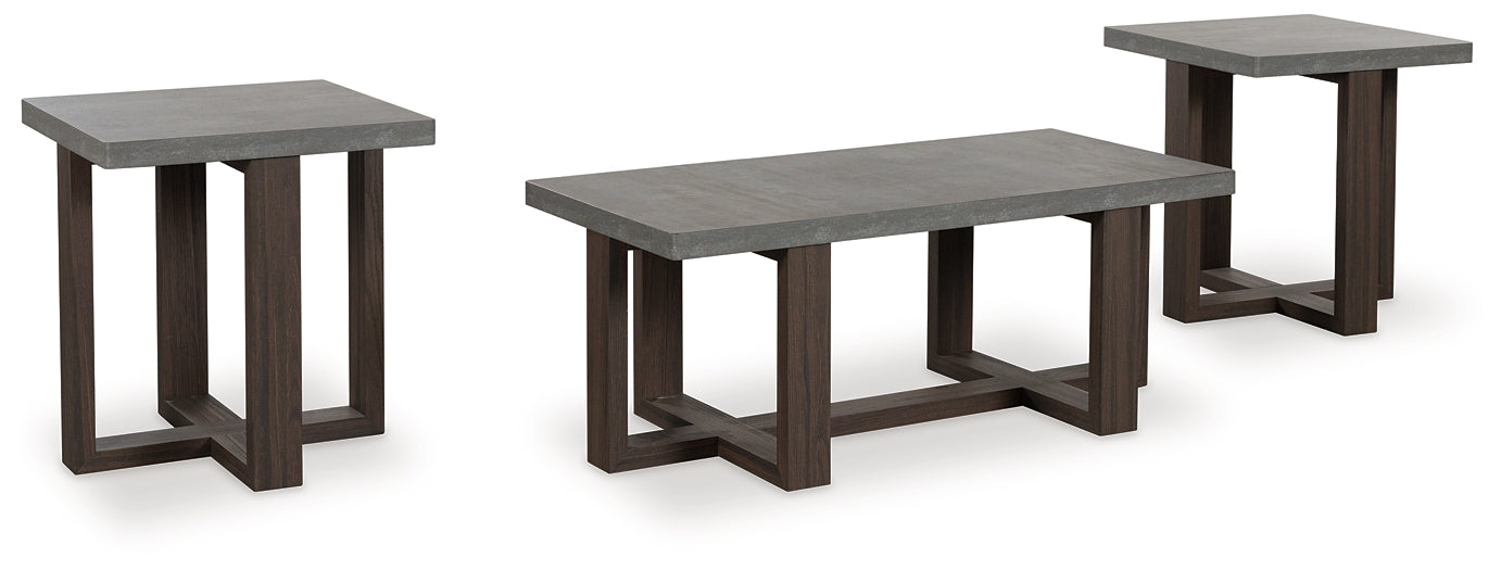 Dynnford 3-Piece Table Set - Gray/Brown