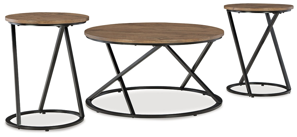 Cassbryn 3-Piece Table Set - Brown/Black