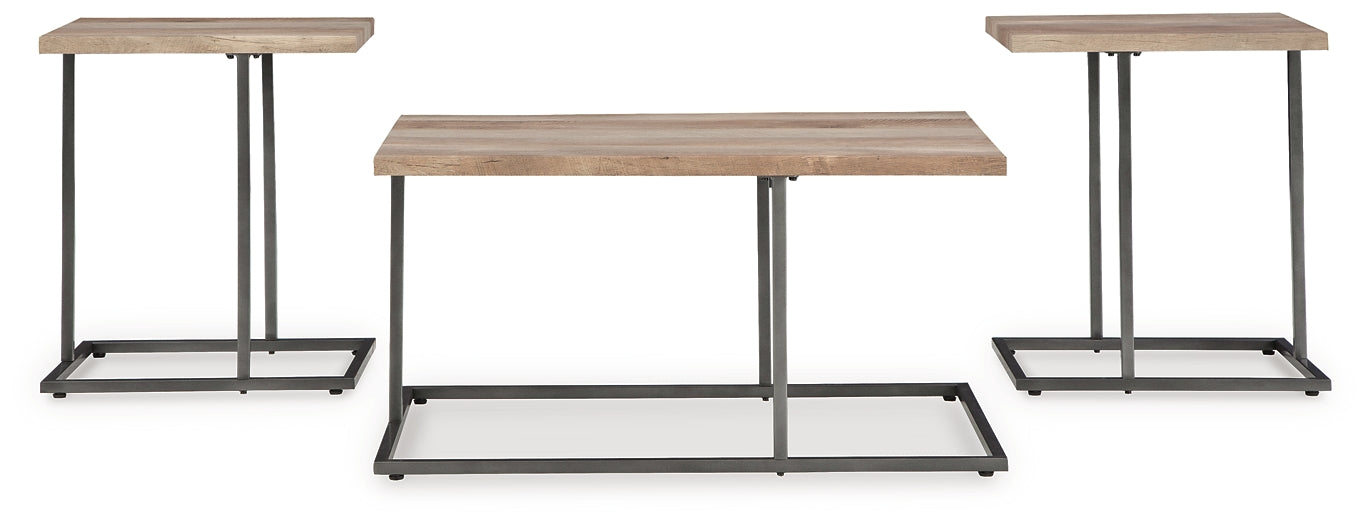 Albreane 3-Piece Table Set - Grayish Brown/Black