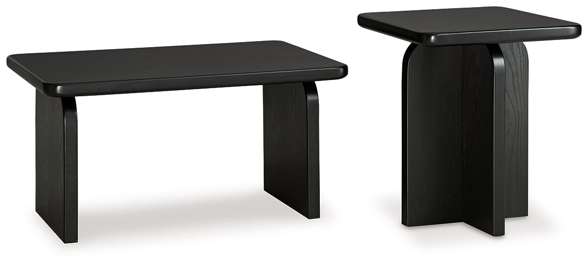 Manor Stone 2-Piece Table Set - Black