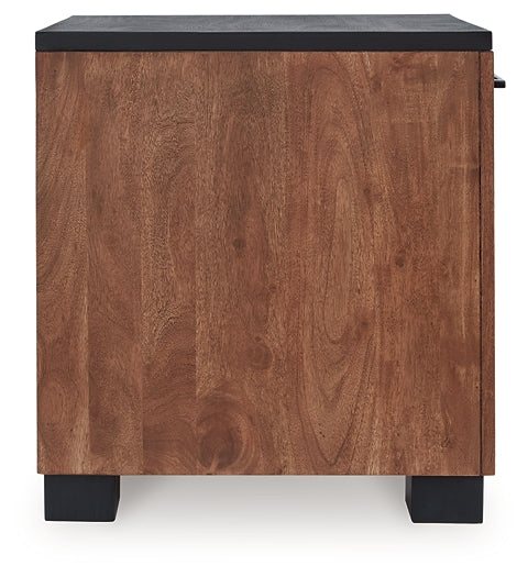Kallari Chairside End Table - Warm Brown/Black